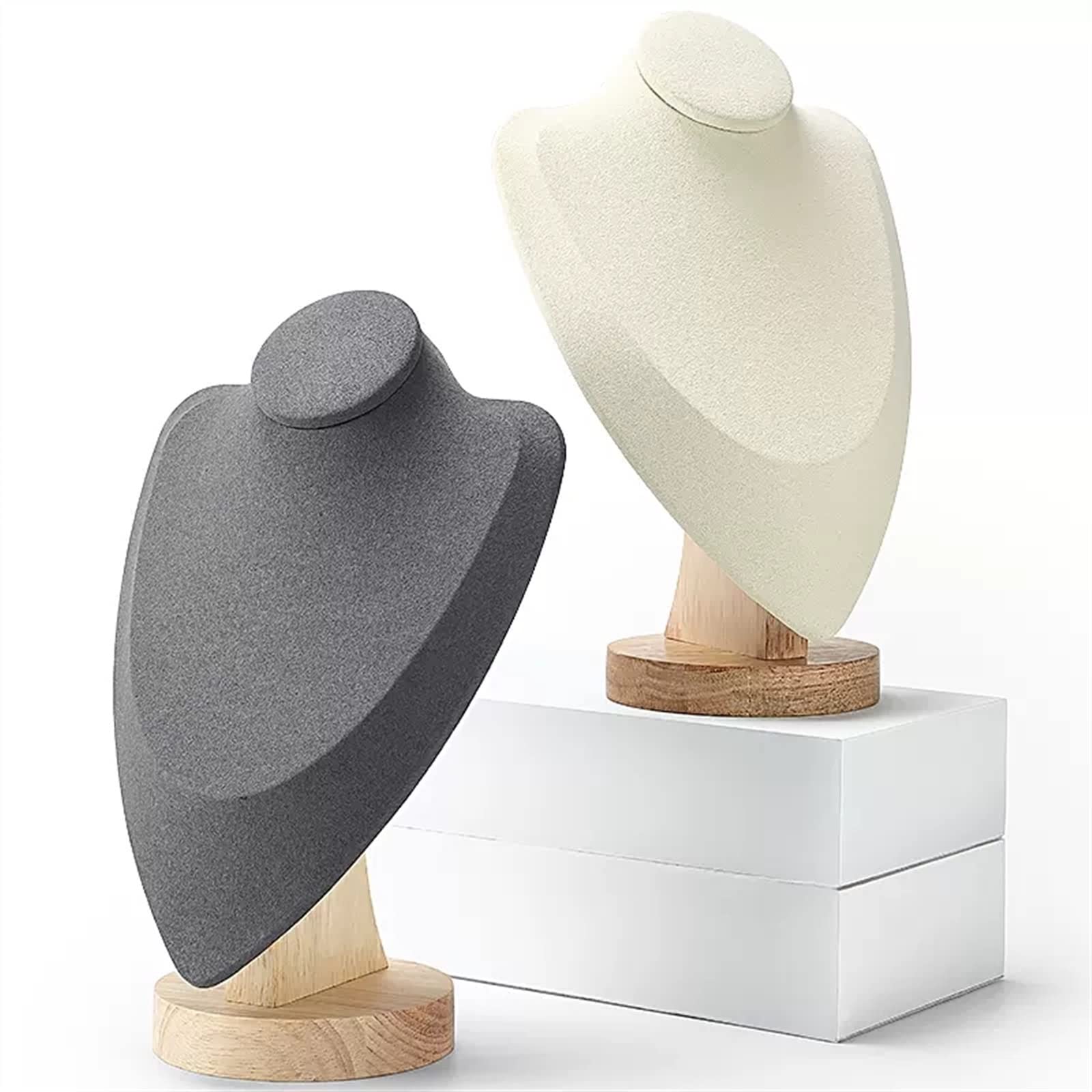 GemeShou Beige Ketting Display Staat Voor De Verkoop Van Fluwelen Ketting Opbergers Grote Sieraden Buste Organizers En Opbergers Beige M Hoogte 102~p114573865