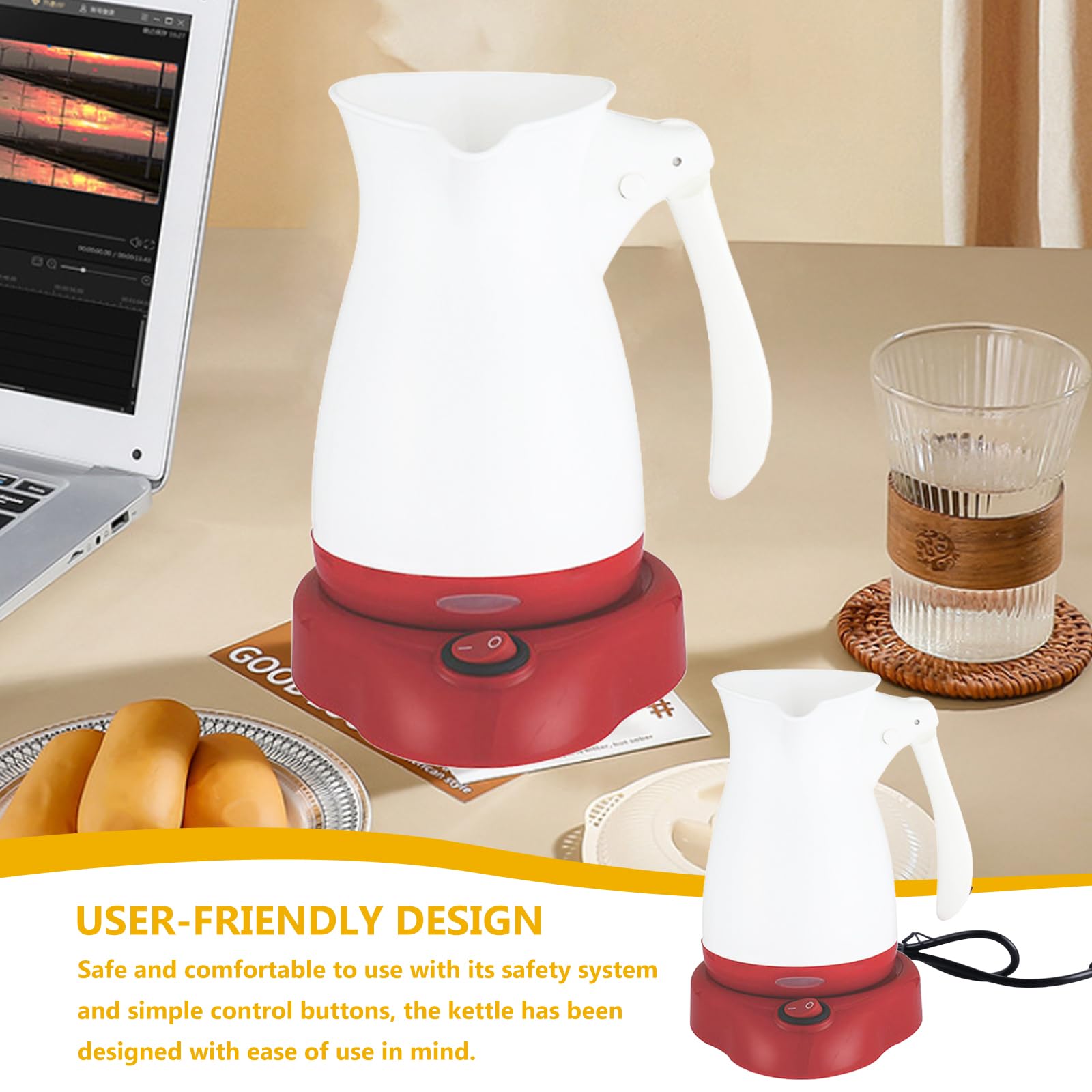 Elektrische Kaffeekanne, 500ML 500 W Elektrische Türkische Kaffeekanne, Türkisch e Kaffeekann e, Türkischer Kaffeekocher Für Zuhause,Büro, Weiß