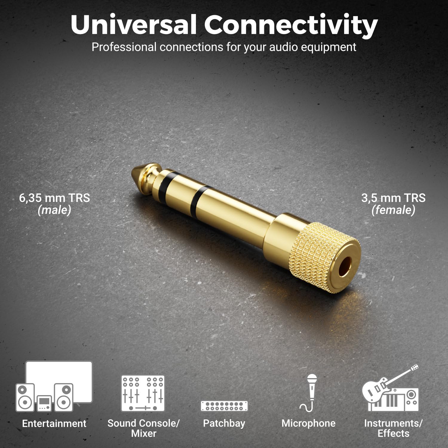 Adaptador Estéreo Steren Plug 3.5 mm a Jack 6.3 mm Estéreo modelo 251