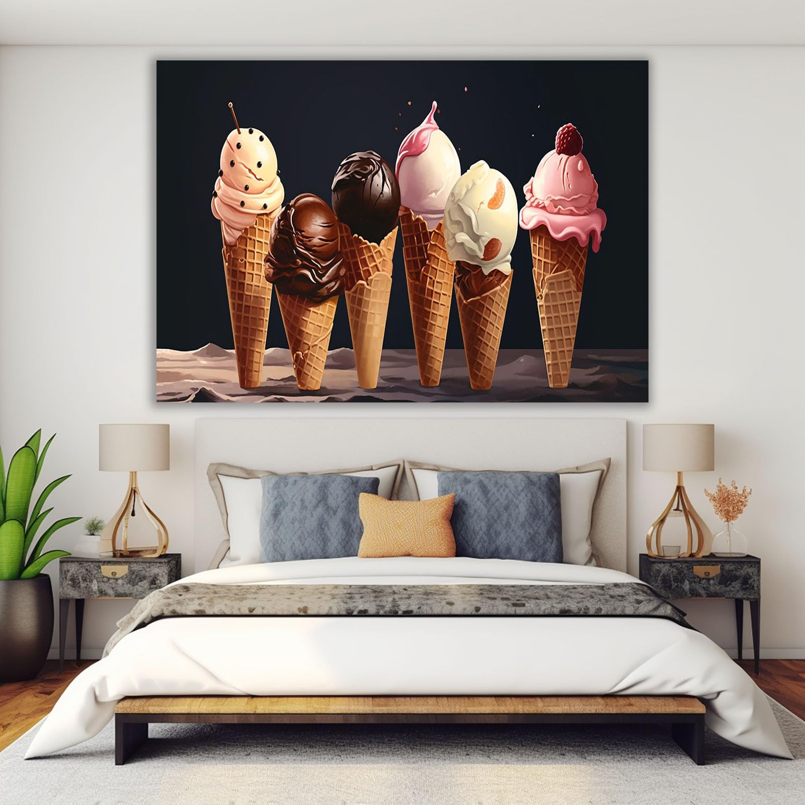 WIKEO Abstrakcyjny Obraz Lody Abstrakcyjny Obraz Estetyczne Salon Dekoracyjny Nowoczesny Malarstwo Dekoracyjne Płótna Zdjęcia Salon Jadalnia Biuro(Korona 40x60cm Oprawione
