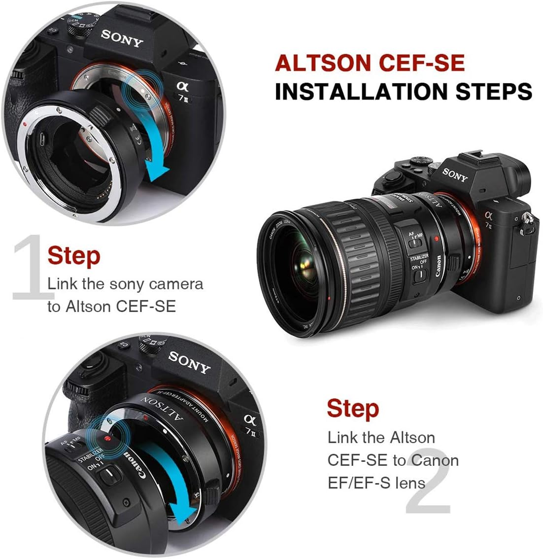 Exclusive Special Altson EF/EF-S Lens to Sony E Mount T Smart Adapter Ring Black (CEF-SE) Buy 1 get 1 Altson EF/EF-S Lens to Sony E Mount T Smart Adapter Ring Black (CEF-SE)
