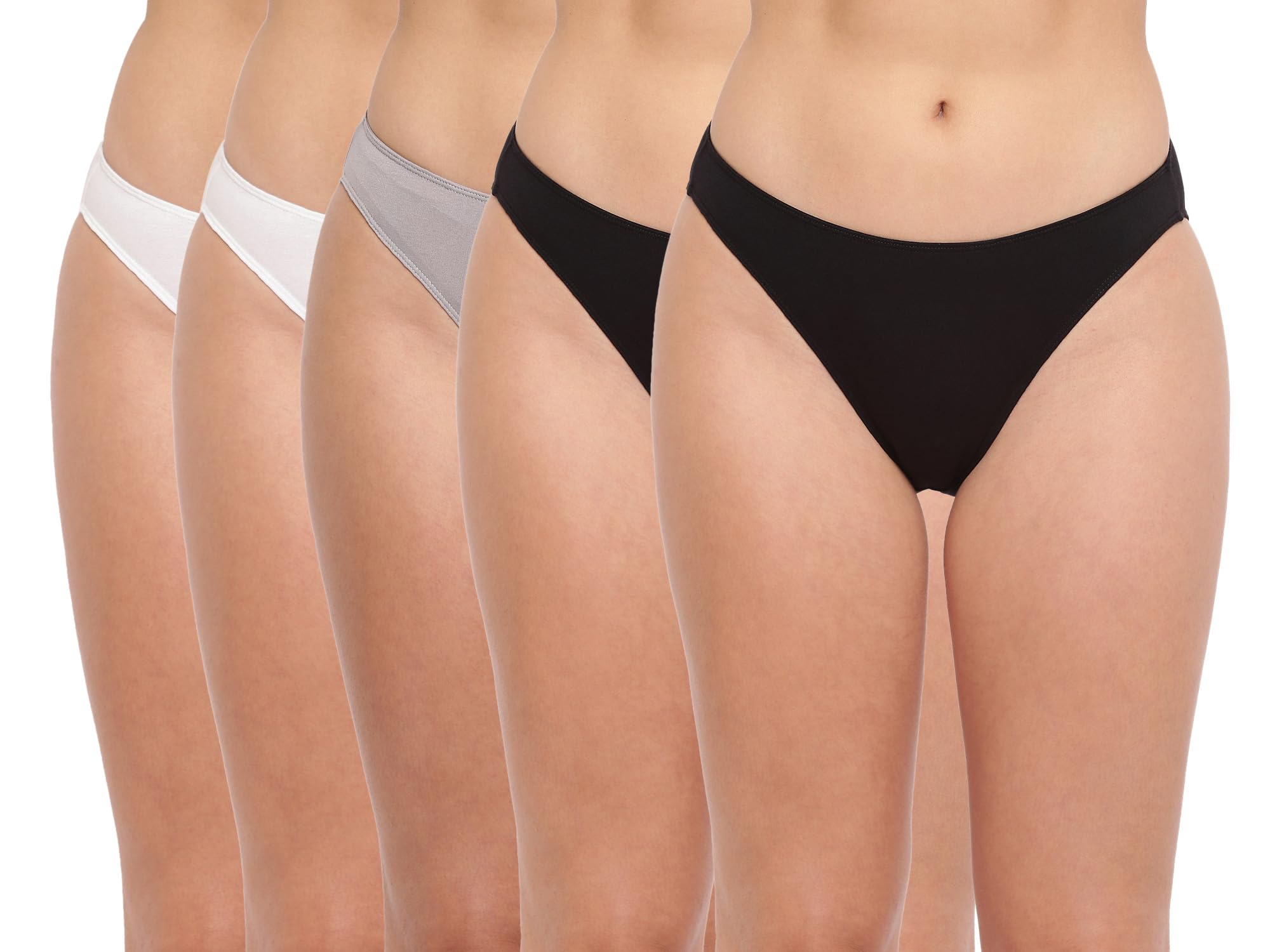 la intimo BASIICS Glamo Antimicrobial High Leg Brief Panty for Women (Pack of 5)-picture-39