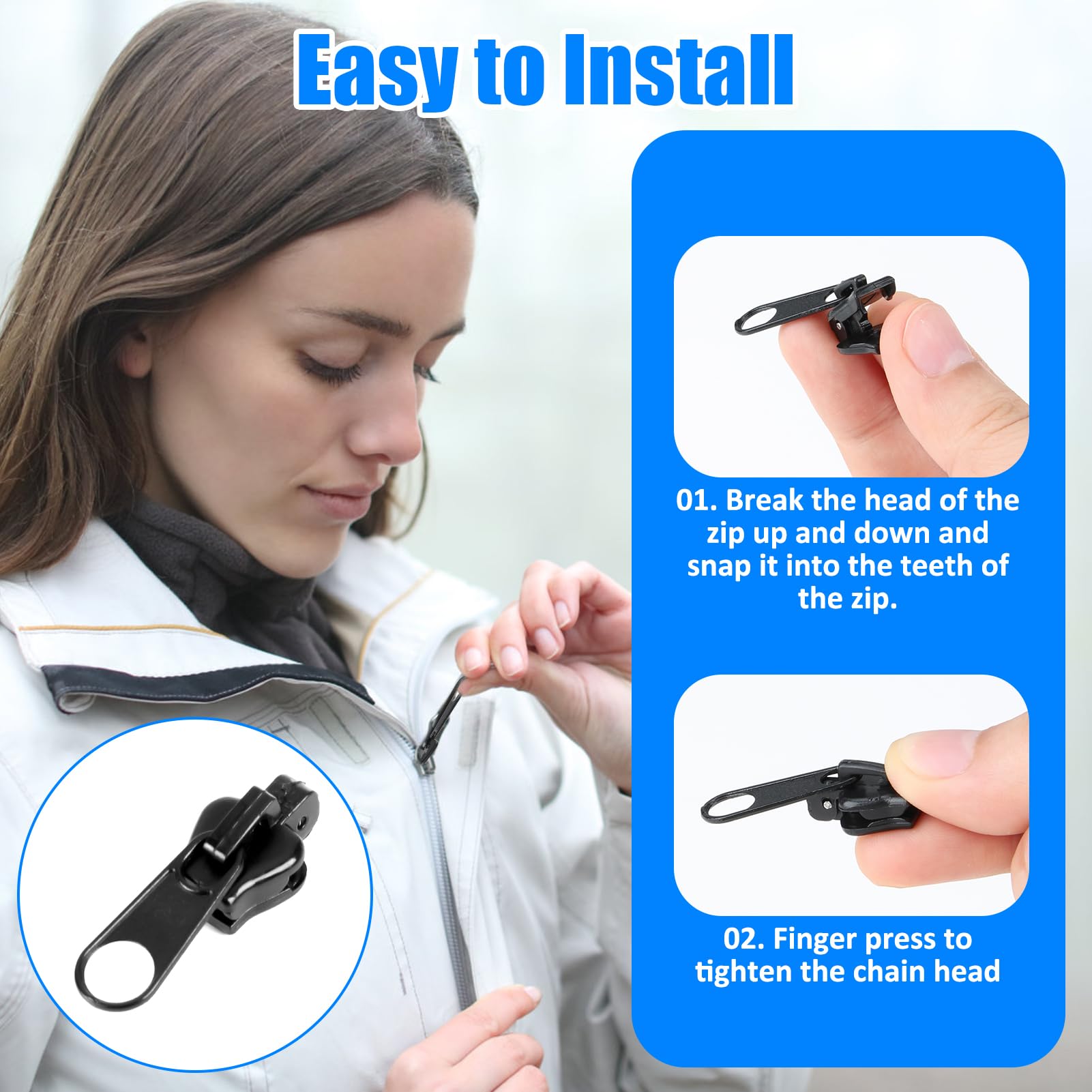 Curseur Fermeture Eclair Clipsable 12pcs Tirette De Fermeture