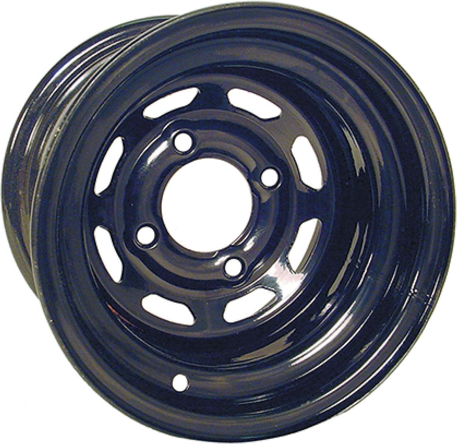 Red Hawk TIR-412 Wheel - Steel, Black 8 Window, 10x7 3:4 offset Golf Carts