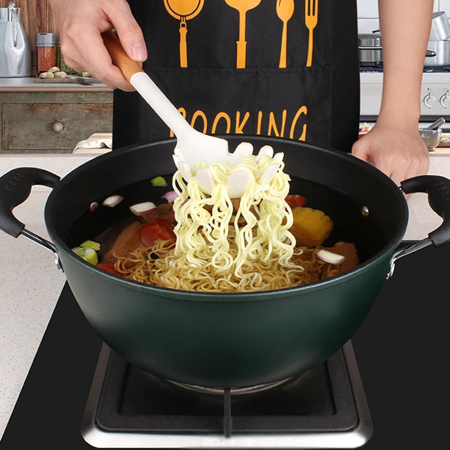 Set D'ustensiles de Cuisine, Ensemble de spatules de Cuisine en Silicone avec Manche en Bois, Gadgets de Cuisine, Ensemble d'outils for ustensiles de Cuisine antiadhésifs