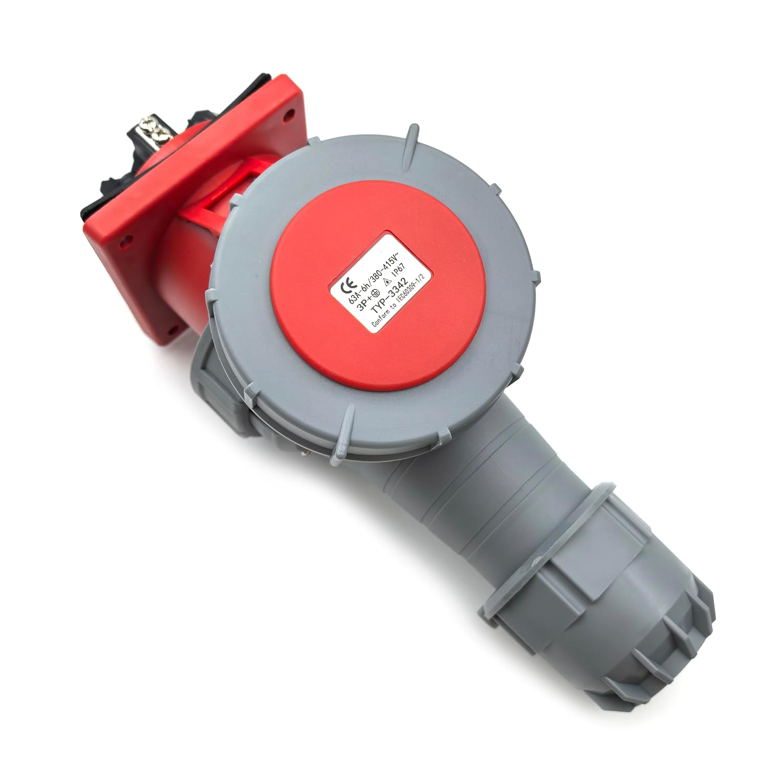 1 Set 63A 4Pin Industrial Connector Plug Socket, 4Pin 63A 380V-415V 3P+E 6H IP67 Waterproof Connector IEC60309 Power Connecting Industrial Concealed Socket Kit for Industry and Aviation (63A)