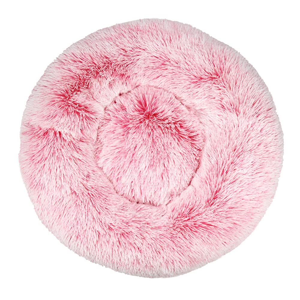 Lukery Dog Cat Donut Bed, Fluffy Plush Puppy Kitten Cuddler Round Bed, Warm and Soft Pet Cosy Anti Anxiety Beds for Small/Medium/Large Dogs (40CM,Pink) โ image 1