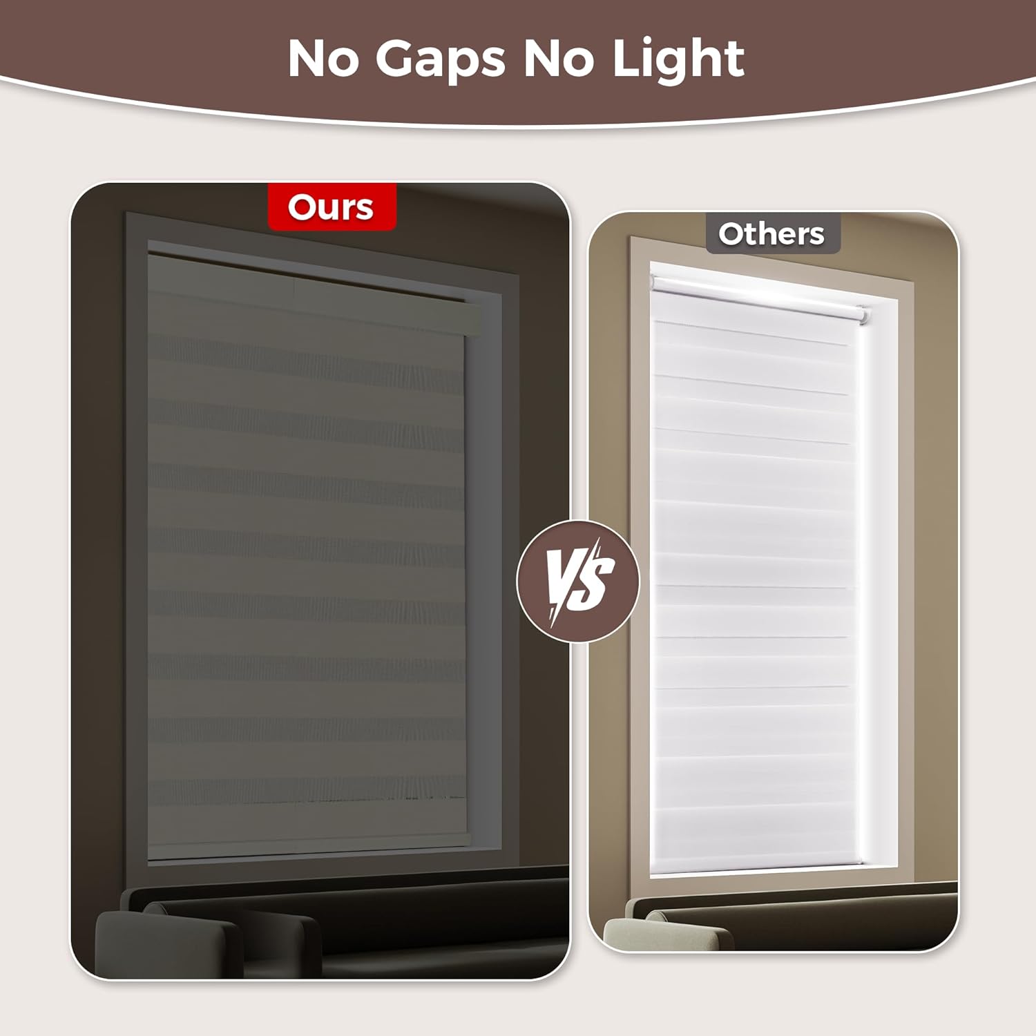 Allesin zen Cordless Zebra Blinds 36" W x 48" H Beige, Dual Layer Day and Night Shades, Room Darkening Blackout & UV Protection, Child & Pet Safe, Easy Install, Home Office Window Treatment
