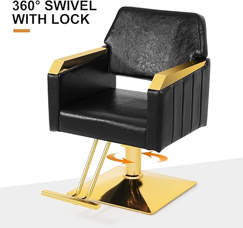 Miniatura 6 de Artist hand Silla de salón para estilista, silla de peinado dorada, bomba hidráulica resistente, giro de 360, diseño moderno, sillas de pelo para