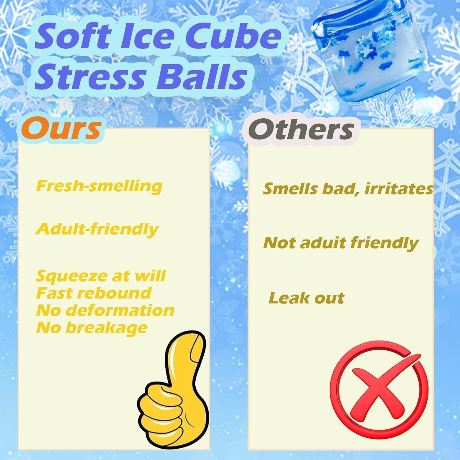 Ice Cube Squishy Stress Ball - Slow Rising Fidget Toy -8 Ice Cube Squishy Stress Ball - Slow Rising Fidget Toy -8