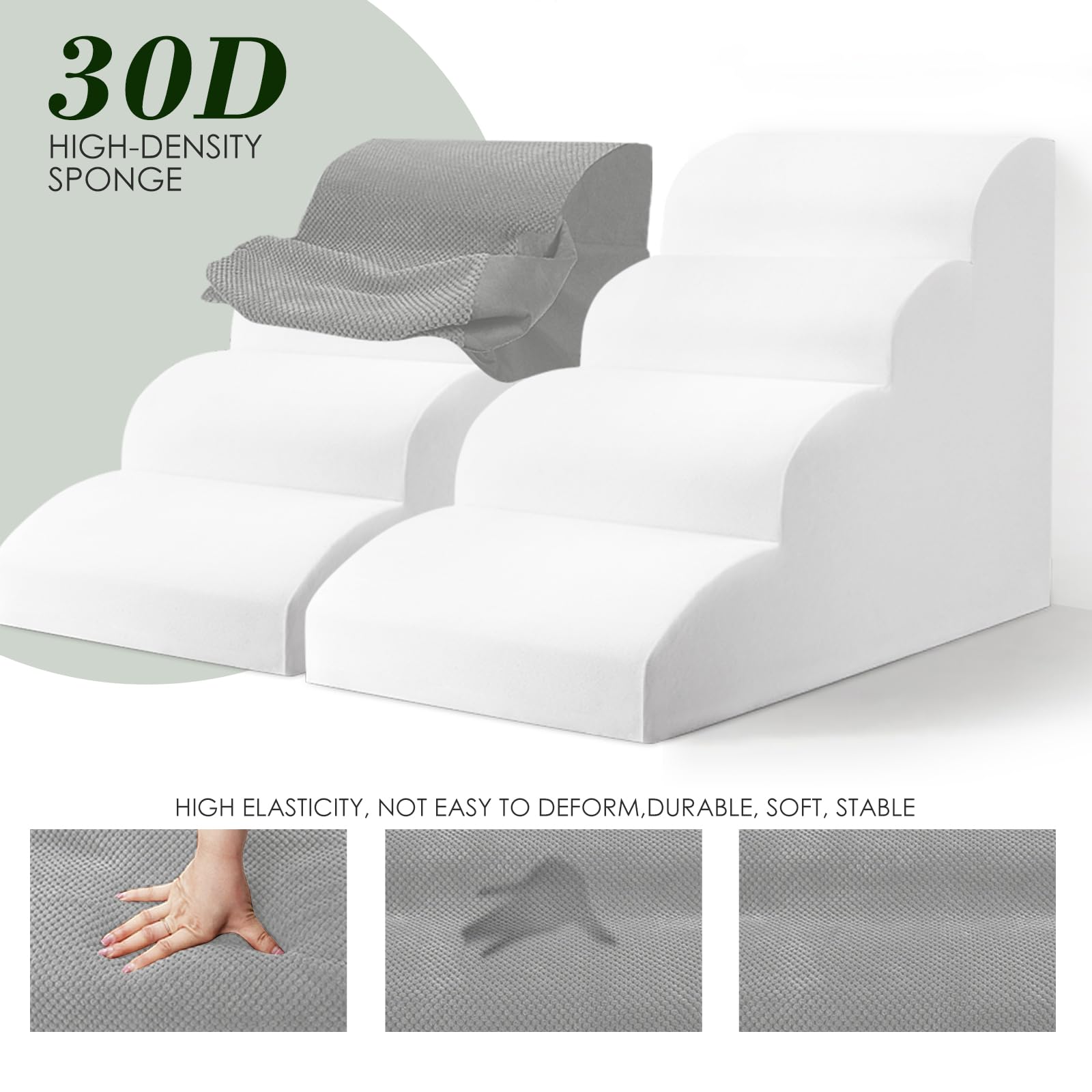 Thihome Scale per Cani, 4 Ripiani in Schiuma ad Alta Densità, Antiscivolo per Cani Feriti, Animali Domestici più Anziani, Gatti di Piccola Taglia, Grigio, 73.7x40.6x50.8 cm