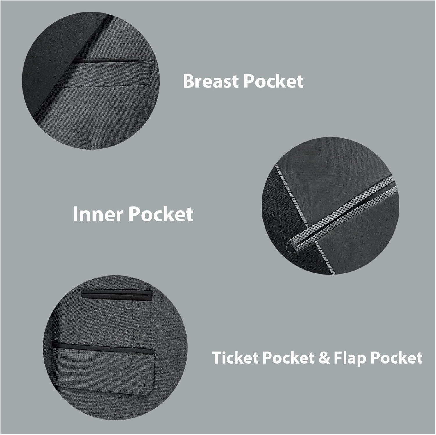 Rogers & Morris Tuxedo Suits for Men Solid 3 Piece Slim FitFormal Set Peak Lapels One Button Jacket Vest Pants - Image 5