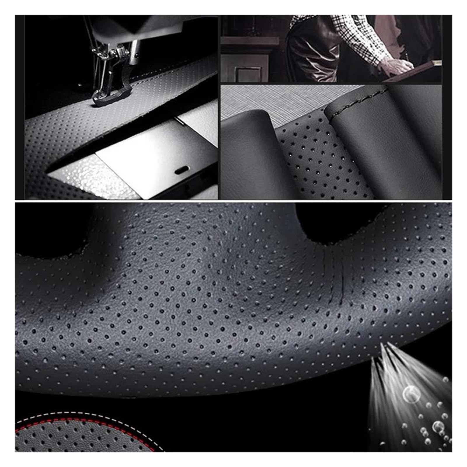 Lenkradabdeckung Auto Lenkrad Abdeckung Flechten Künstliche Leder Für Golf Für Tiguan Für Passat Für B7 Für CC Für Touran Lenkrad Bezug Auto(Black)