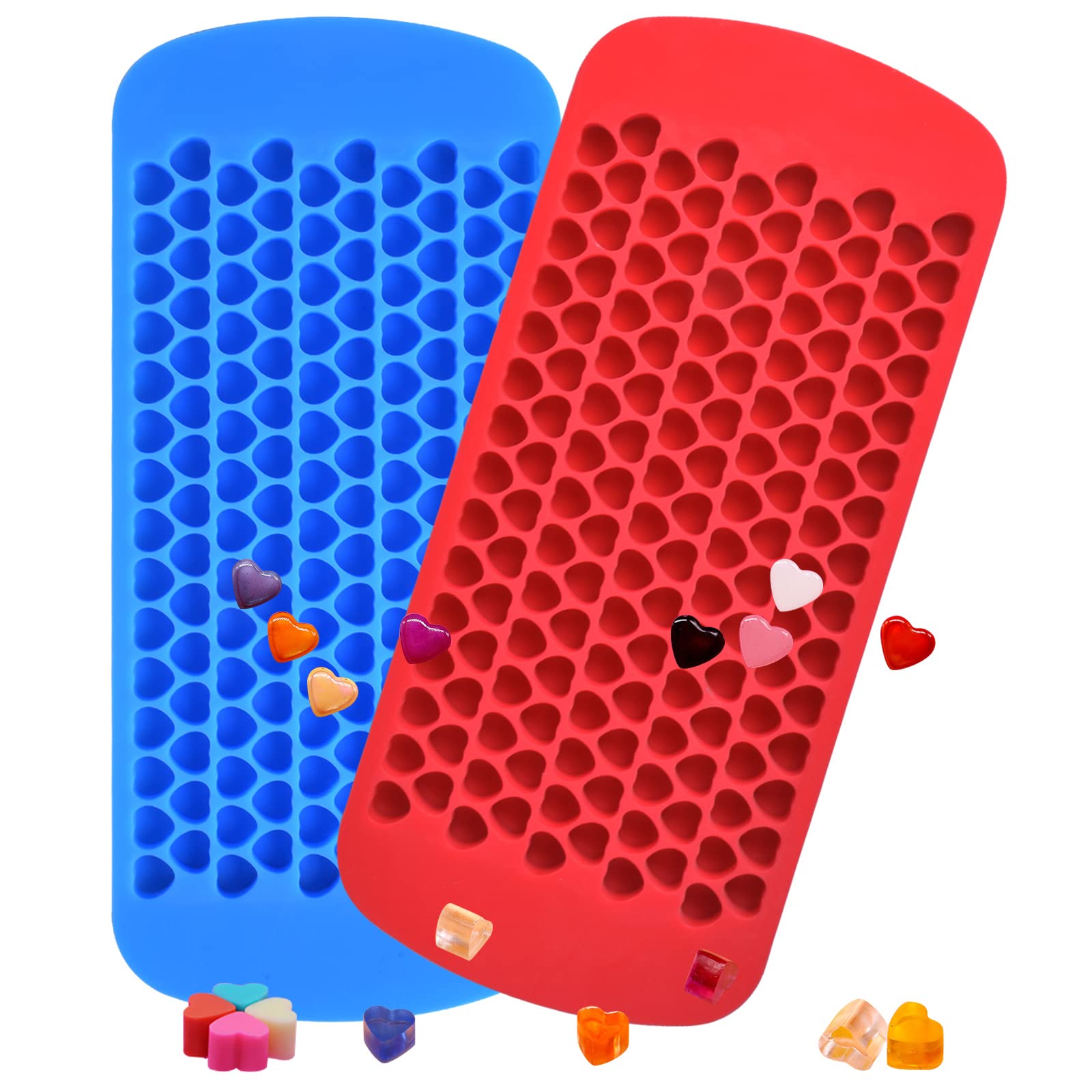 NATUCE2pcs Ice Cube Trays 150 Grids Mini Silicone Ice Cube Trays Heart Shaped Moulds, BPA Free & Easy-Release Ice Molds for Whiskey, Cocktail, Milk, Juice, Chocolate