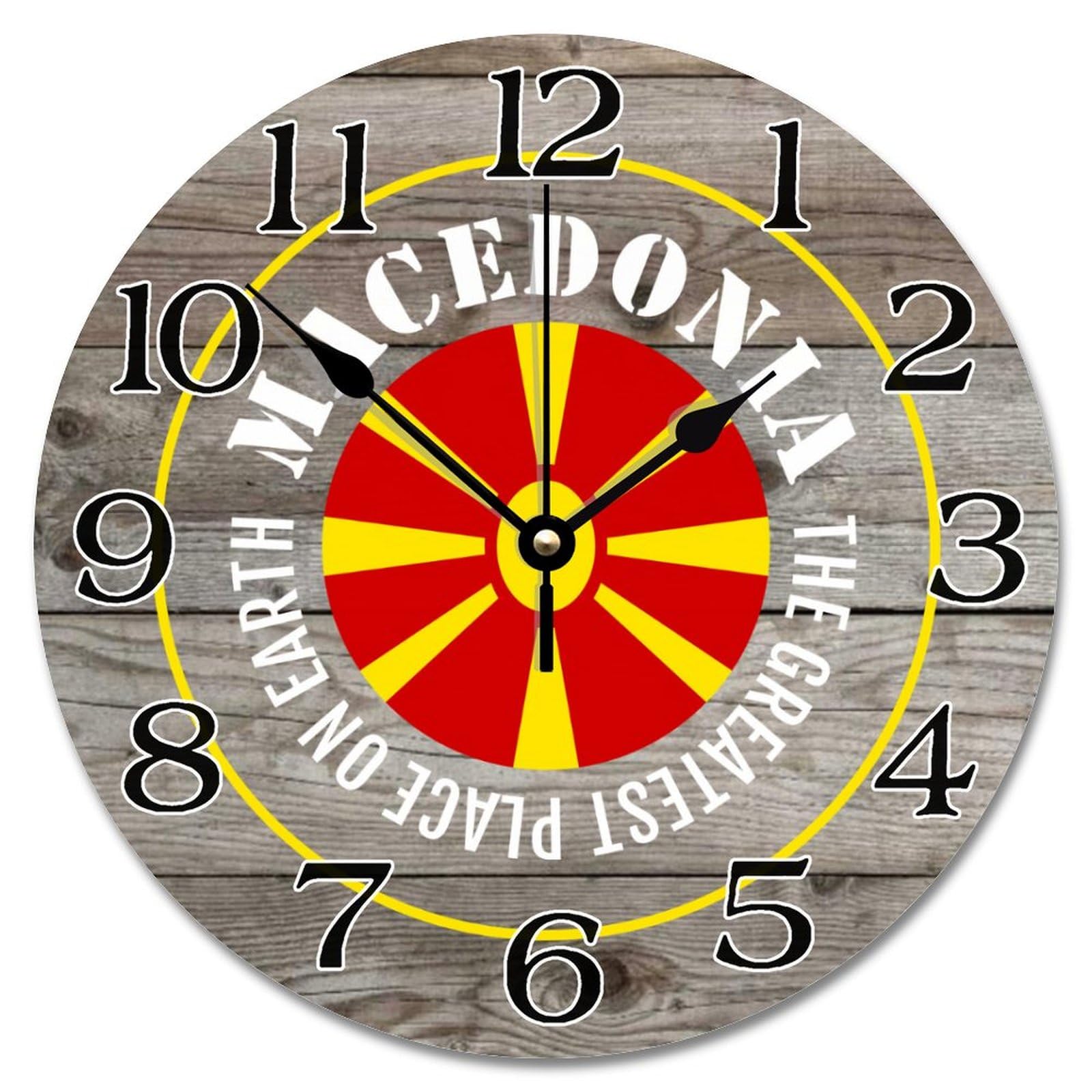Horloge murale en bois Macédoine, décoration souvenir de voyage