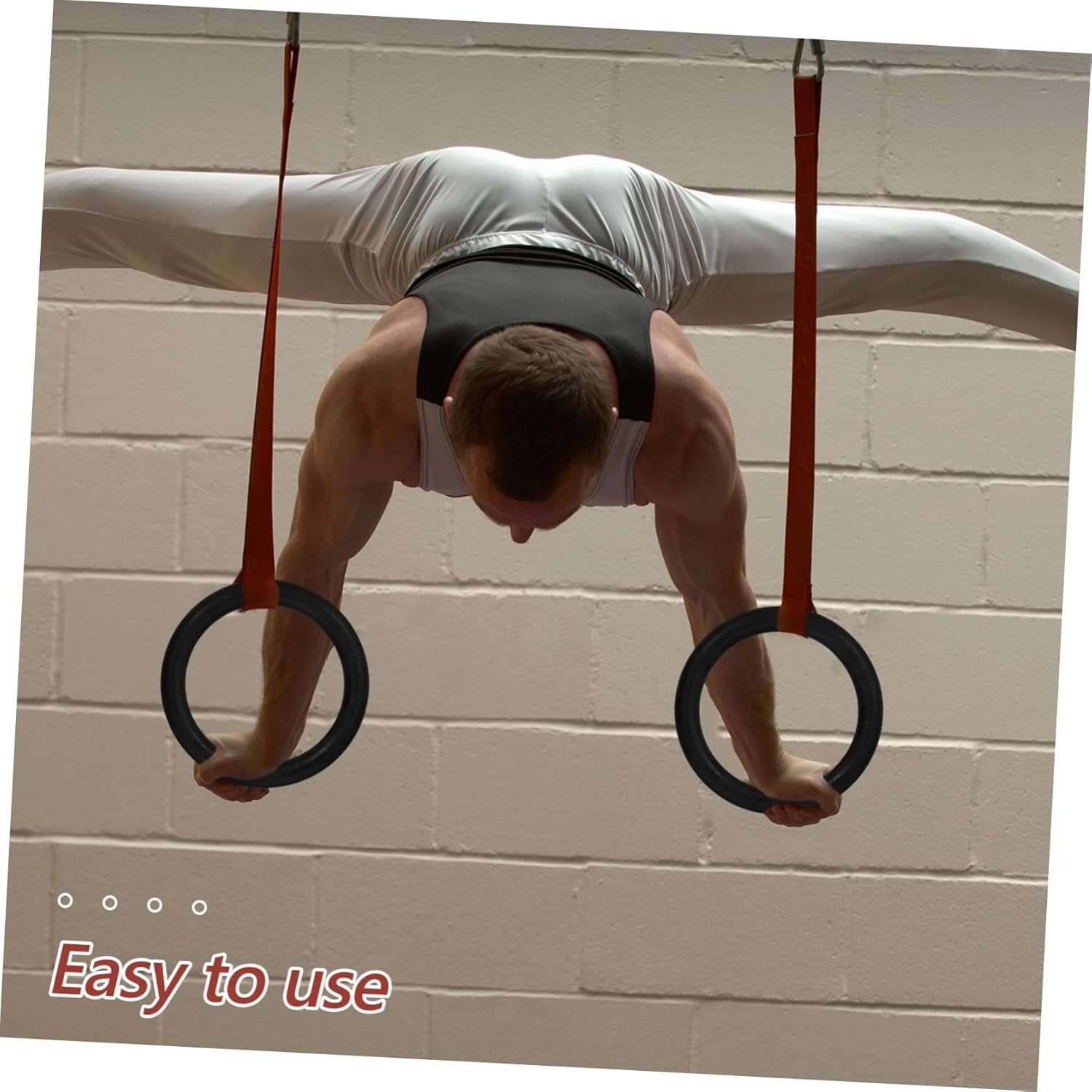 Mikinona 2Pcs Gymnastic Rings for Bodyweight Training Exercise Rings for Home Workouts Durable Black Fitness Rings for Strength and Full Body Workouts