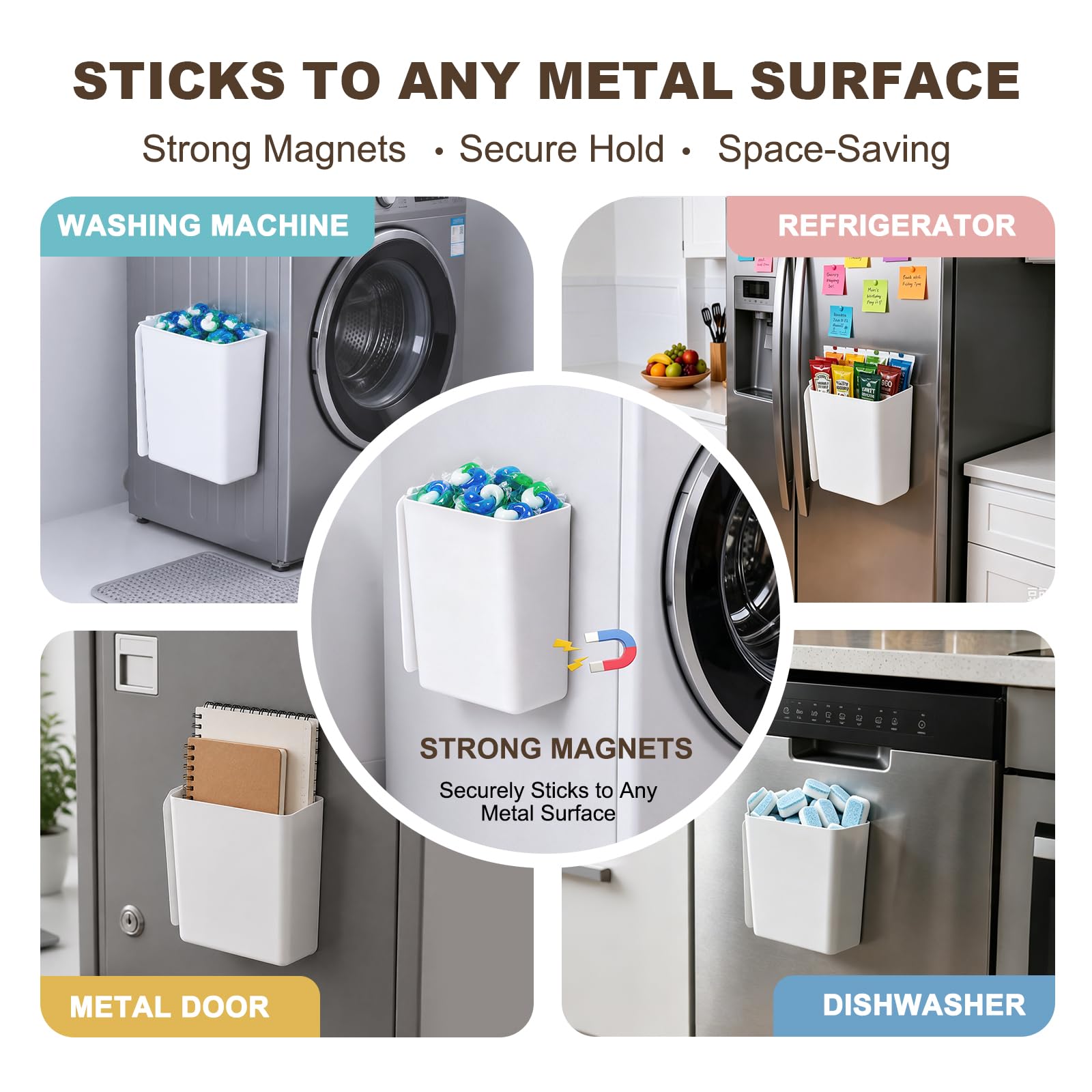 Magnetic Lint Bins - 5 Pack for Laundry Room Organization -4 Magnetic Lint Bins - 5 Pack for Laundry Room Organization -4