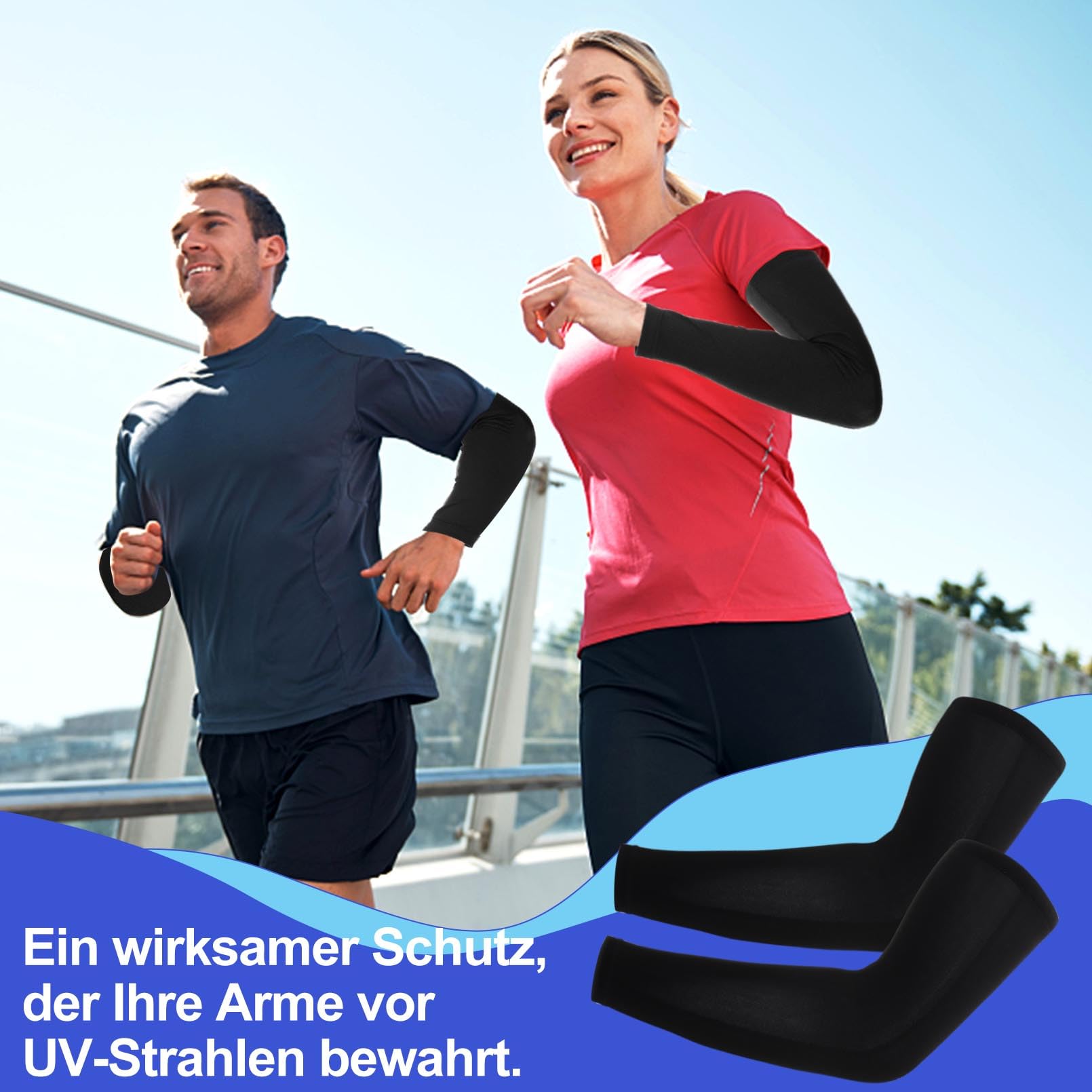 2 pares de mangas de brazo con protección solar UV, 2 pares de rodilleras, rodilleras de compresión, calentadores de brazos para ciclismo, deportes al aire libre, baloncesto