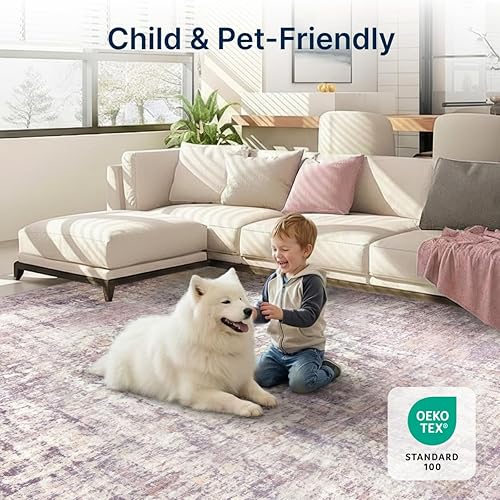 Miniatura 18 de Alfombra de área lavable de 5 x 7 pies para sala de estar, alfombra grande abstracta para comedor, dormitorio, alfombra antideslizante de 5 x 7