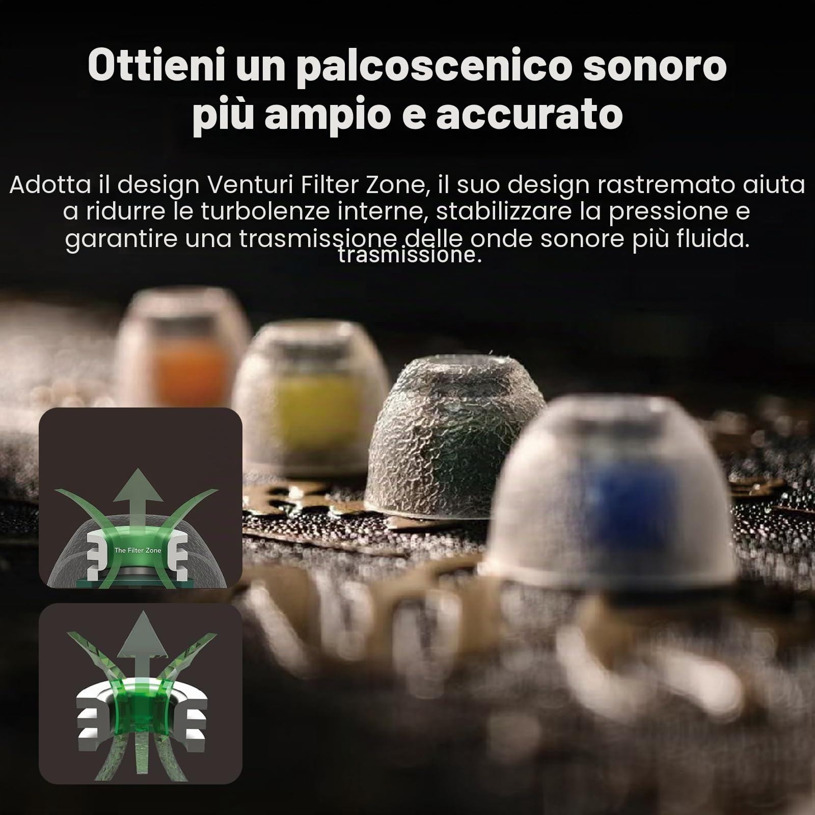 Linsoul Tangzu Tang Sancai Noble Earbud Tips,Cuscinetti in Acciaio Inox per IEM,Tappi per le Orecchie in Silicone Liquido,4 Paia,Opzionali XS/S/M/M/L per Cuffie In-Ear (XS/S/M/L-4 Dimensioni) | Cuscinetti sostituibili in silicone liquido, 4 paia per auric