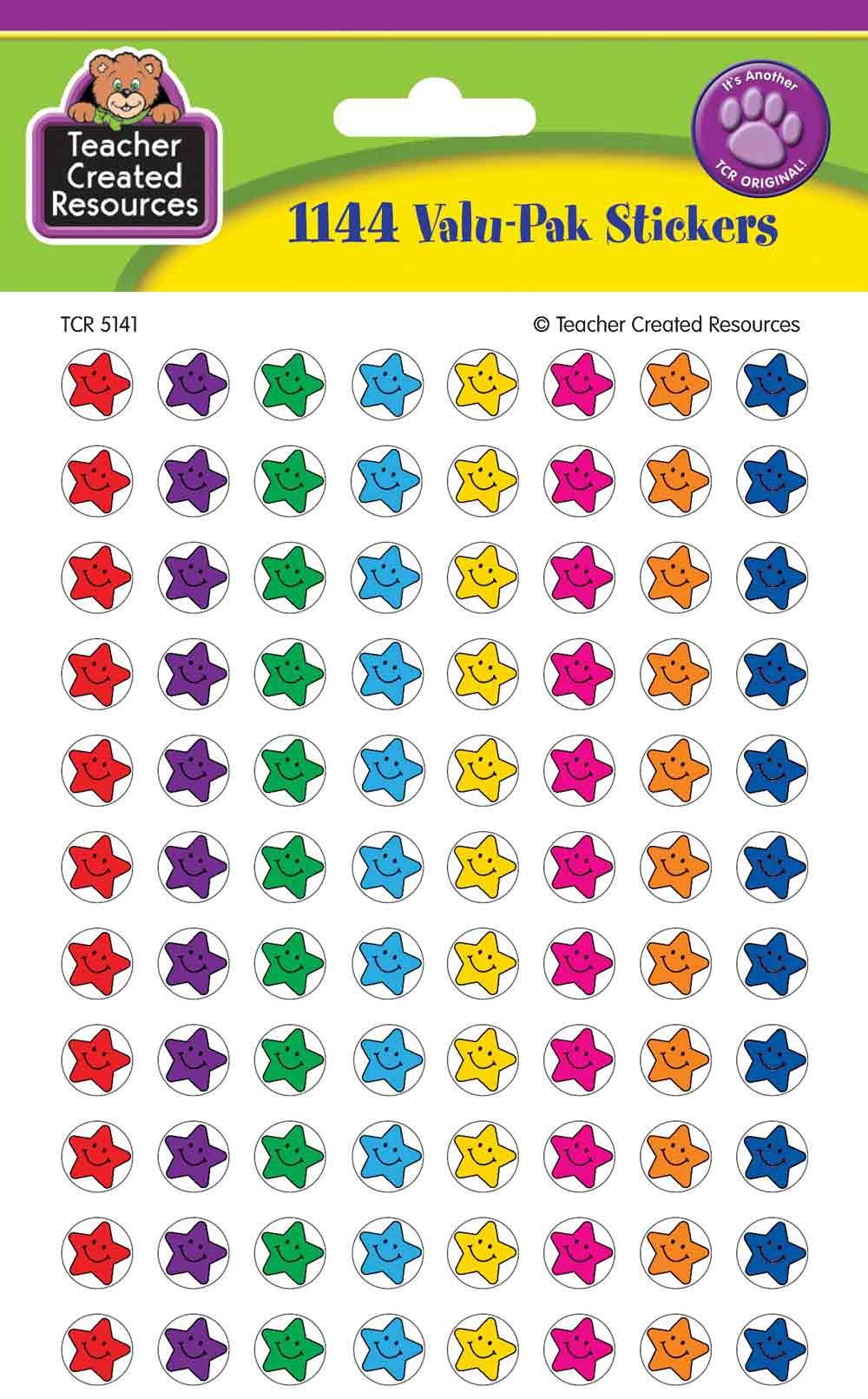 Teacher Created Resources Mini Stickers Valu Pack, Smiley Stars (5141)