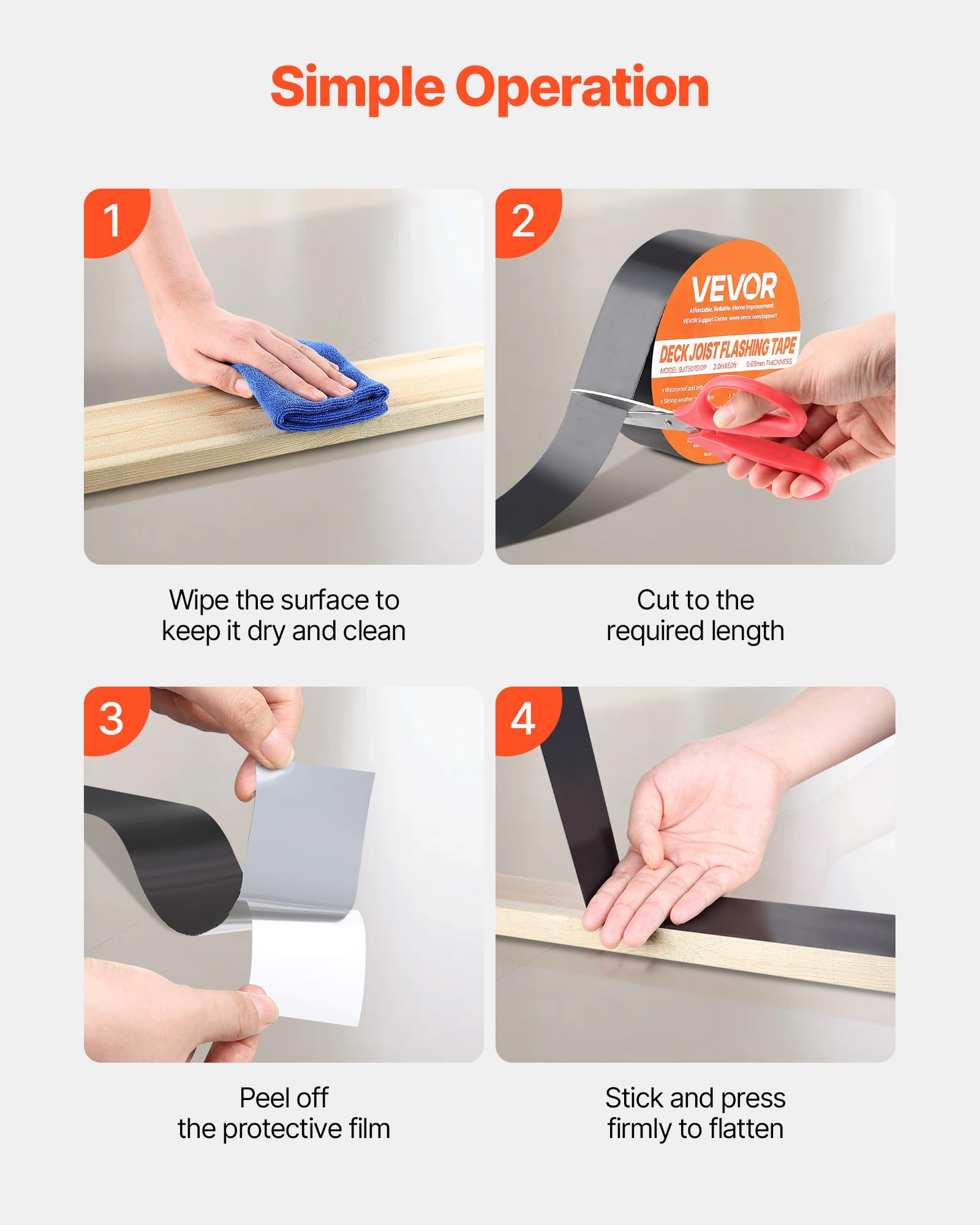 VEVOR Nastro per travetti da 5,1 cm x 15,2 m, confezione da 10 pezzi, resistente alle intemperie, impermeabile, lampeggiante, per terrazze, per terrazze in legno, travi, tetti, camper, casa e