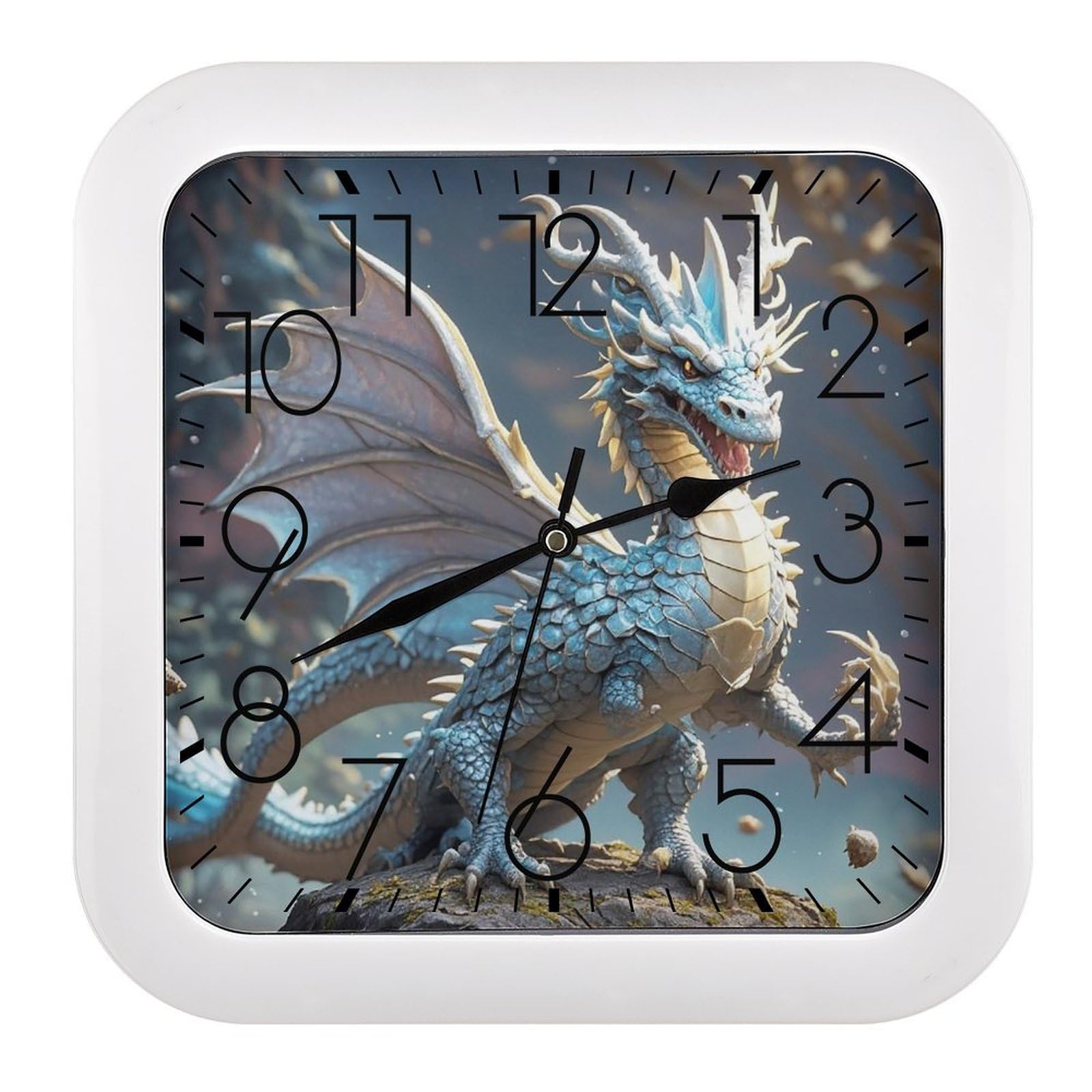 LZQPOEAS Fantasy Style Dragon Wall Clock Fashionable Versatile Silent Wall Clock Simple Elegant Non Ticking Analog Clocks Easy to Install Square Modern Clocks for Home Decoration