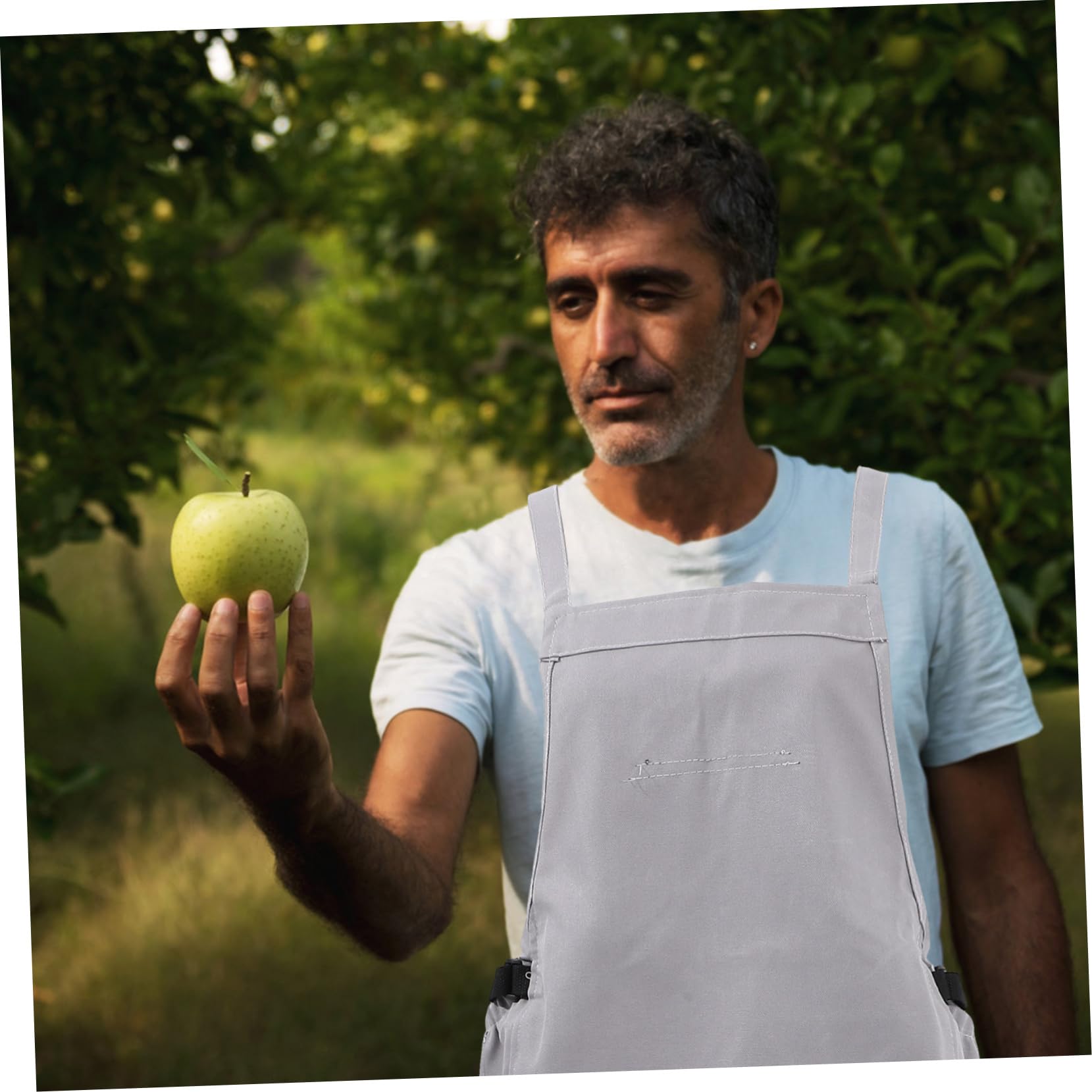 Happyyami Delantal de Trabajo de Tela Oxford con Bolsillo y Cinturón Ajustable para Frutas y Verduras en Granja