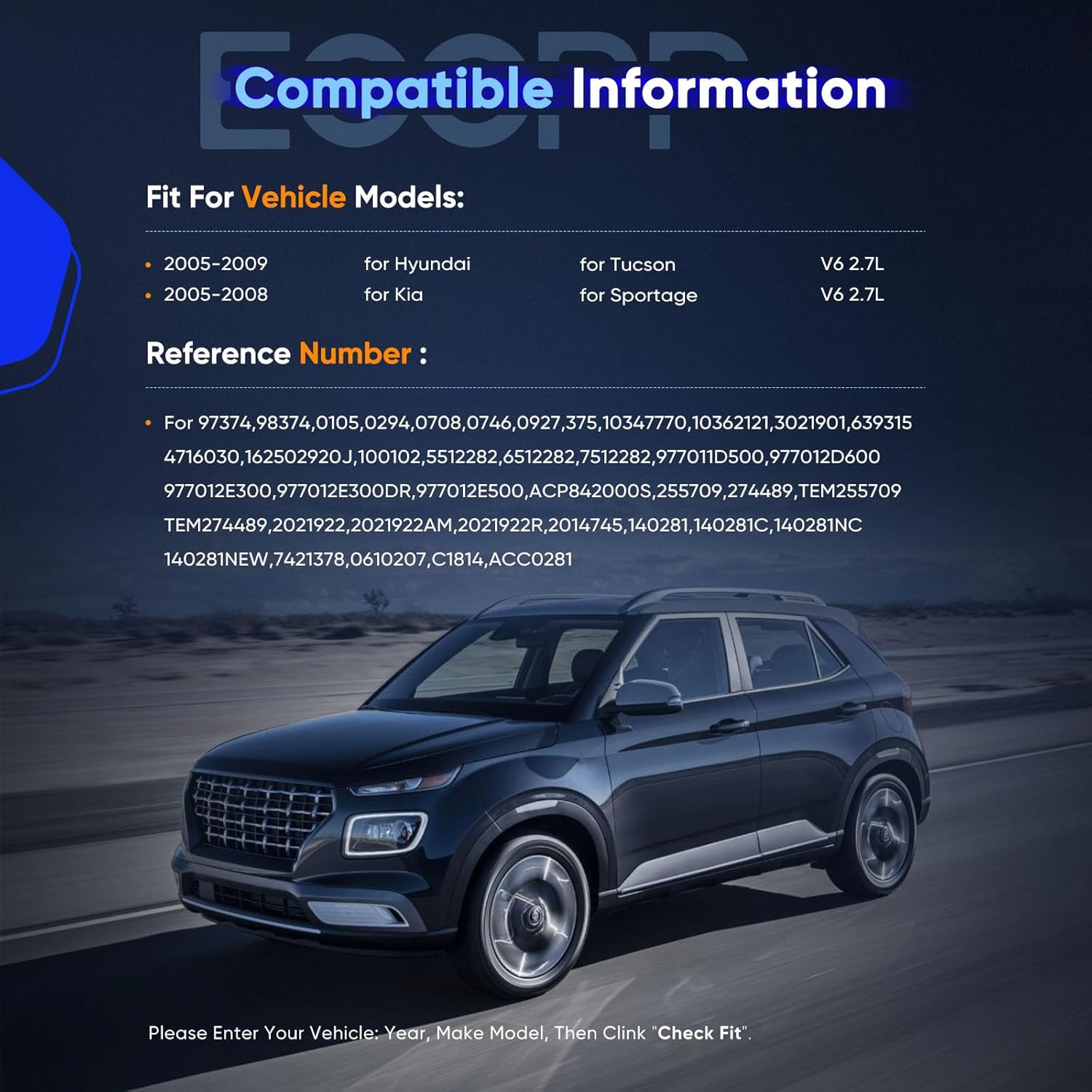 ECCPP Air Conditioning Compressor 2005-2009 for Hyundai Tucson 2005-2009 for Kia for Sportage 2.7L AC Compressor Fast Cooling