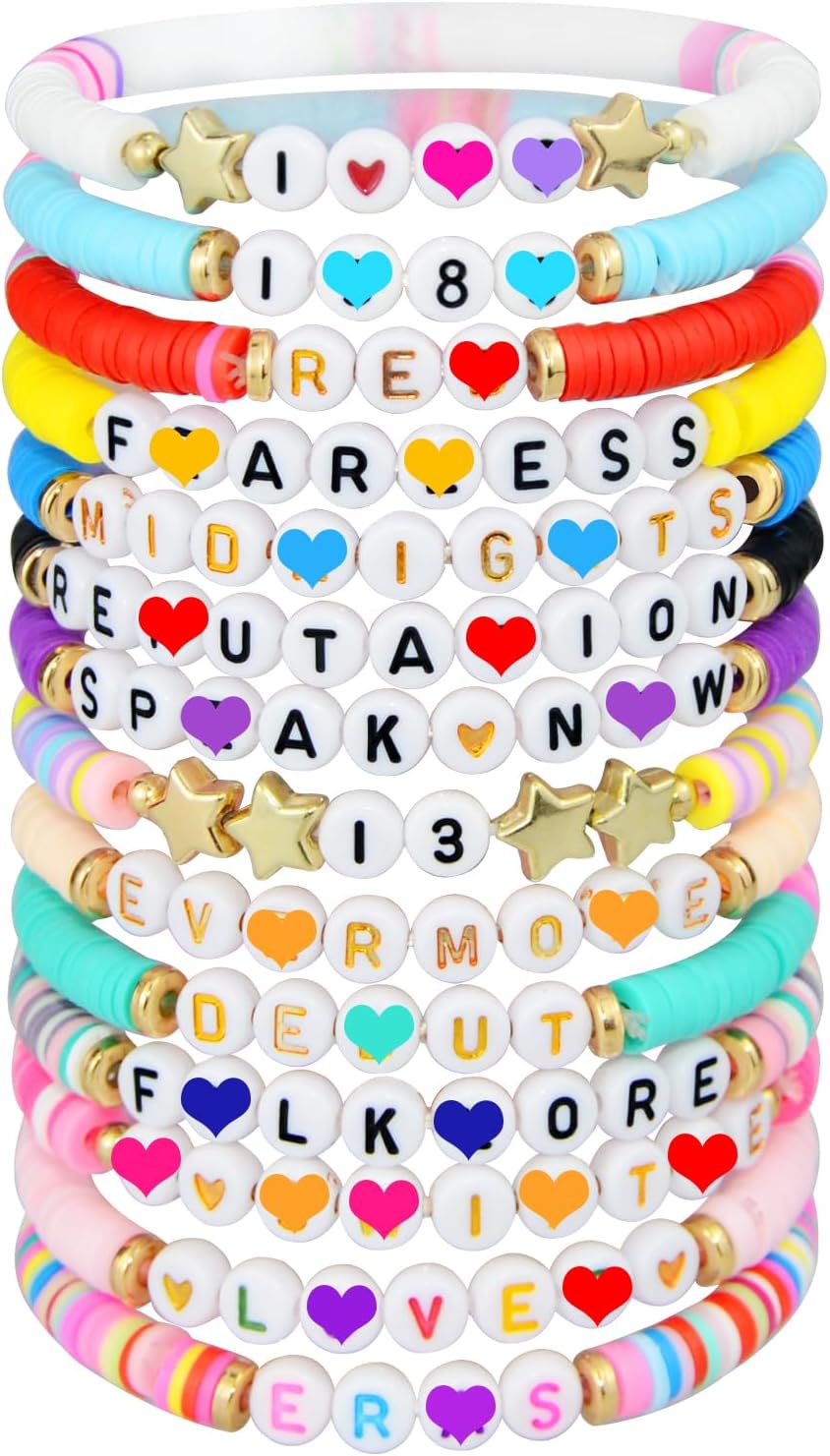 FTJKGH Taylor Friendship Bracelets, 14Pcs/16Pcs Tour Friendship Bracelets, TS Friendship Bracelets, 1989 Swift Friendship Bracelets Gifts for Girls, Lover Friendship Bracelets for Kids Fans