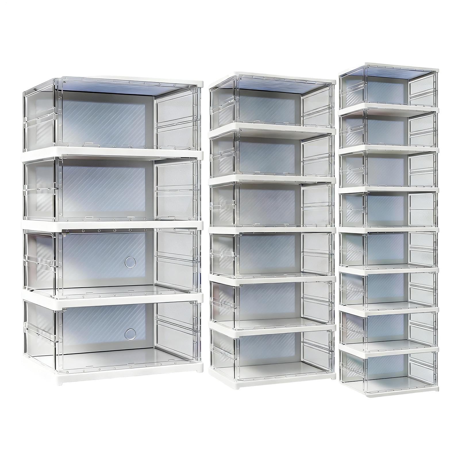 Cajas De Zapatos Transparentes Apilable Plegable Ahorrador De Espacio