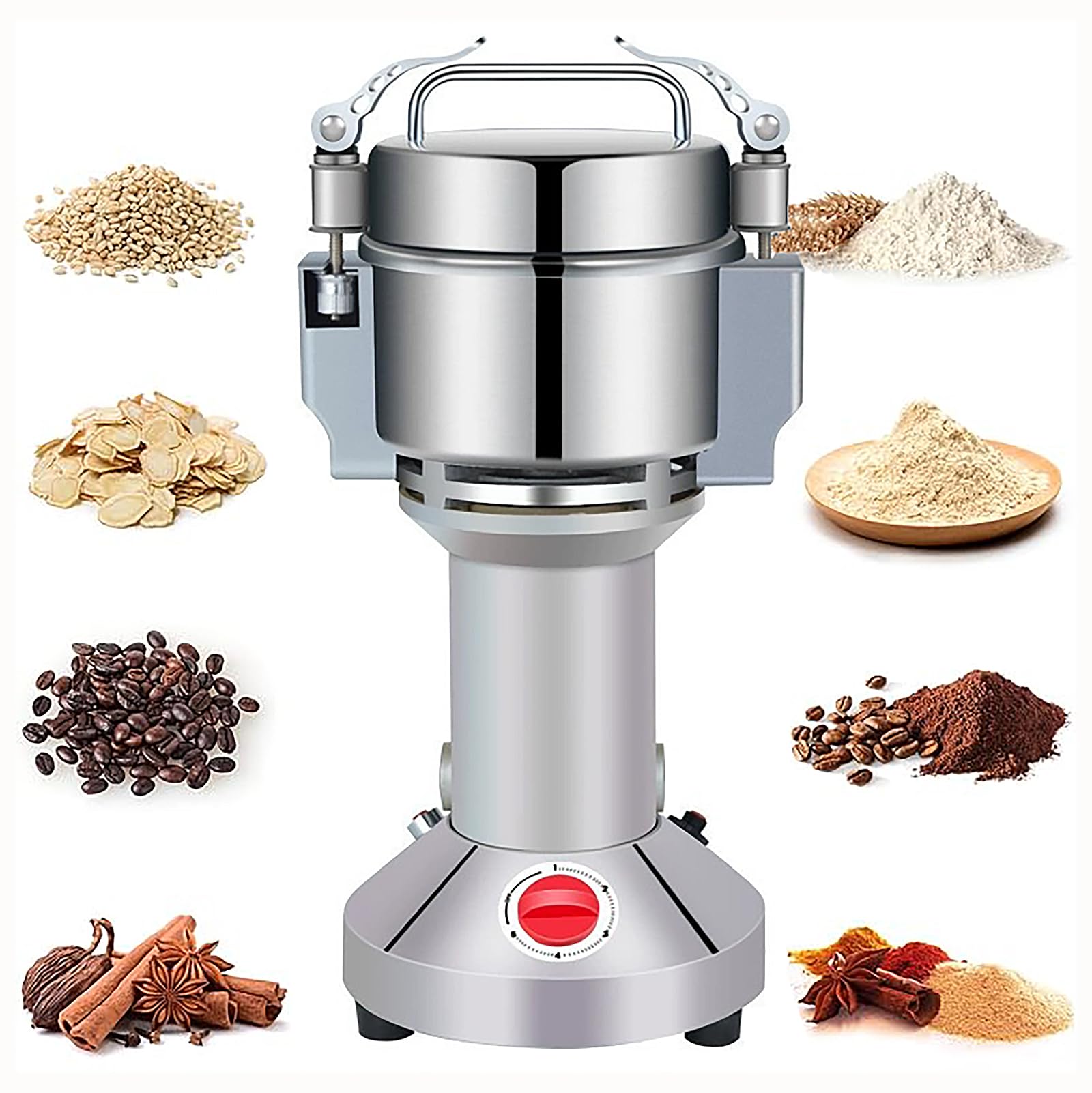 Broyeurs a Grains Électrique 3000W, Moulin a Herbes en Acier Inoxydable Avec Dispositif de Sécurité, pour Grains de Café, Blé et Noix
