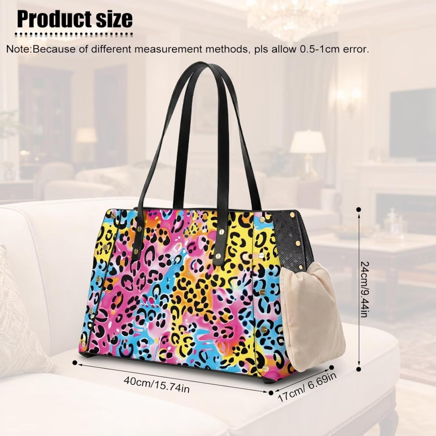 Leopard Print Dog Purse Carrier Fashion Stylish Small Pet Carrier Lightweight Dog Shoulder Bag Comfortable Puppy Carrier with Large Pockets for Small Dogs Cats Travel Shopping Daily Use