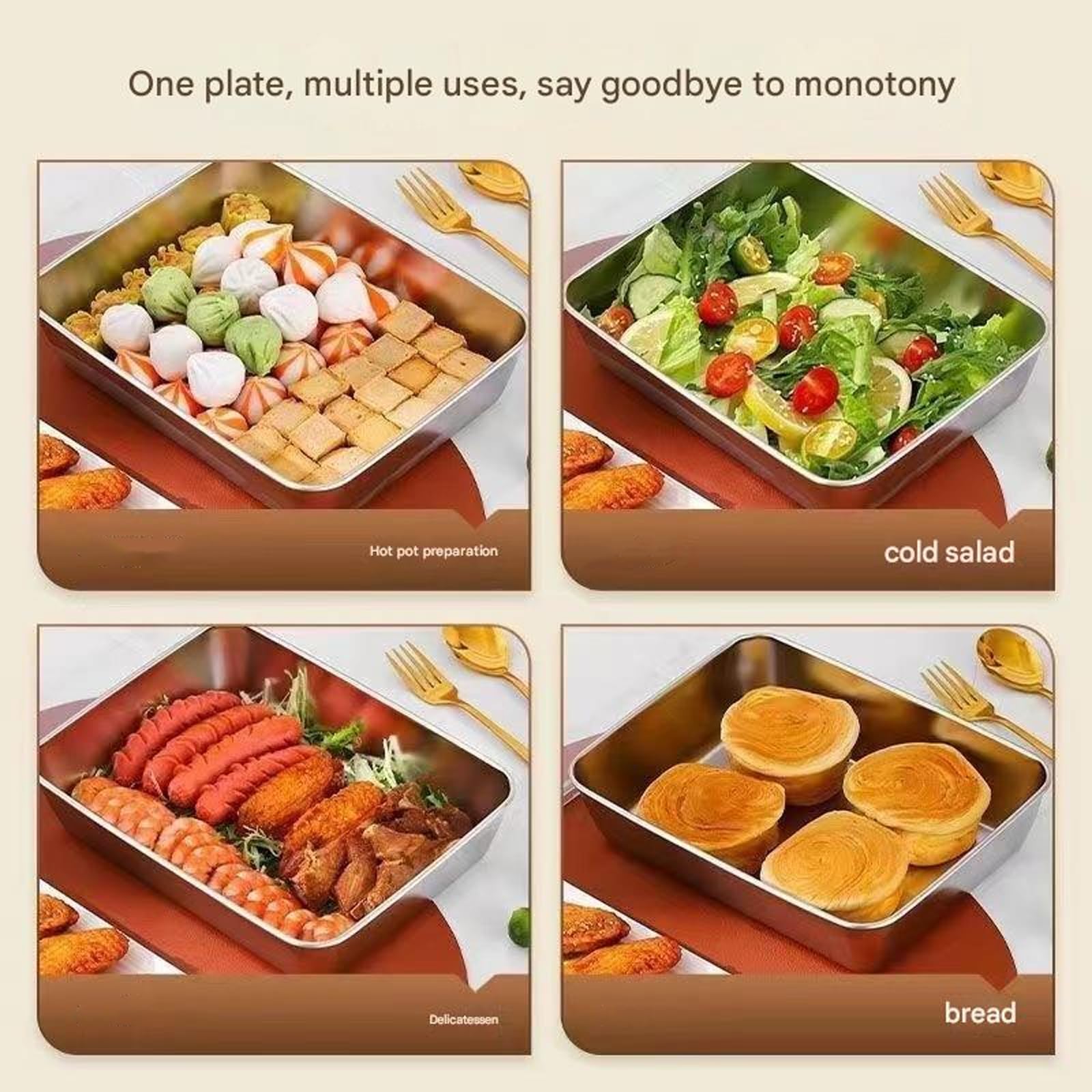 Bandeja de acero inoxidable para servir barbacoa, recipiente de alimentos inoxidable con tapa sellable, gran capacidad para cocina, almacenamiento al aire libre y refrigerador, perfecto para fiestas y