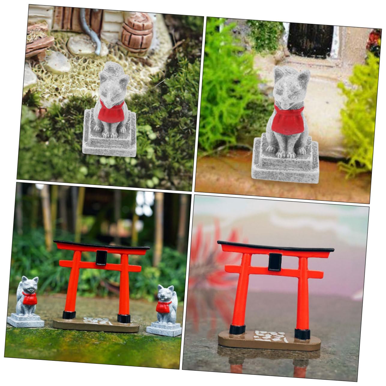 Mikikit 3 Set Di Decorazioni Per Santuari Giapponesi Kit Per Terrari Decorazioni Per Acquari Accessori Per Rettili Portavasi Per Piante Piscina Geco Sfondo Per Acquario