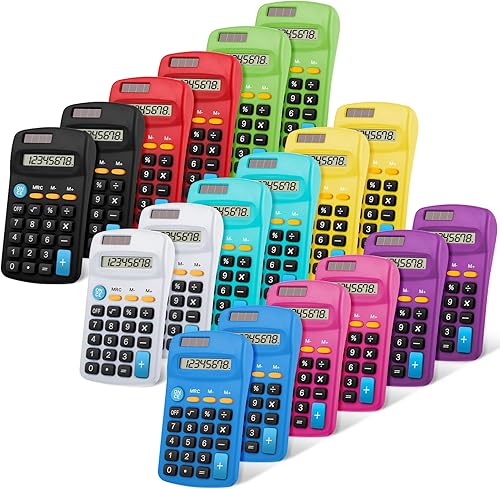 Calculadora de función de estudiante de tamaño de bolsillo, calculadora de batería solar básica, mini calculadora colorida para estudiantes, niños,