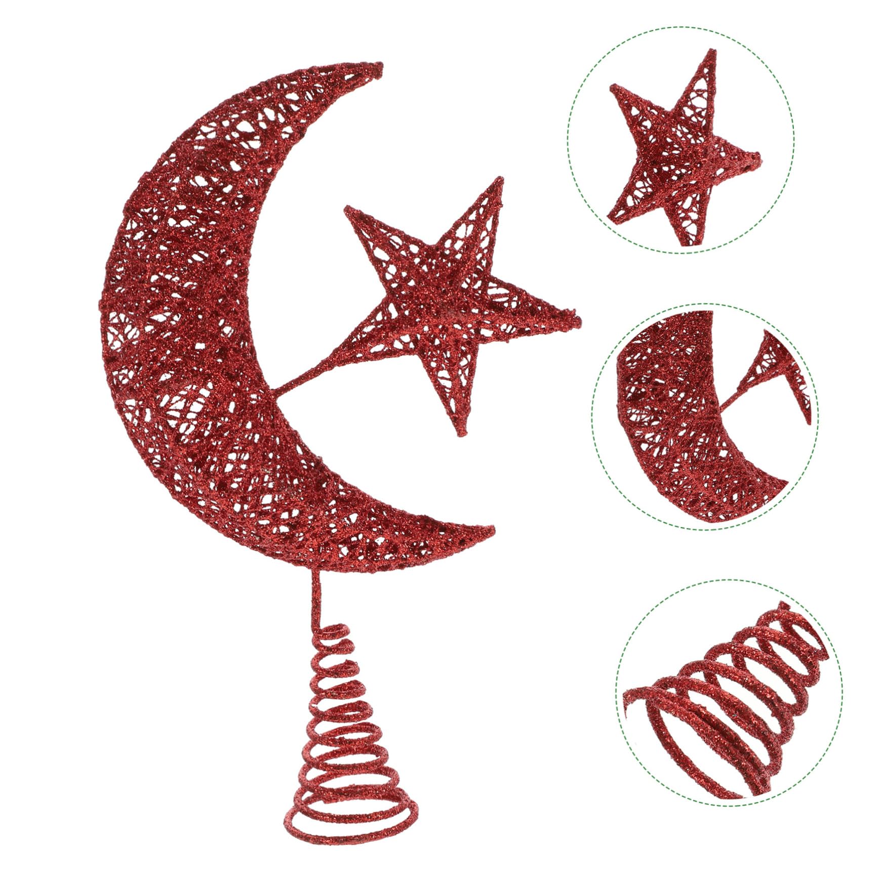 Zerodeko 2 Piezas Estrella Superior del árbol de Navidad Estrella de la Copa del árbol iluminada Adornos de Purpurina para árbol Ornamento decoración Topper de árbol de Vacaciones Interior