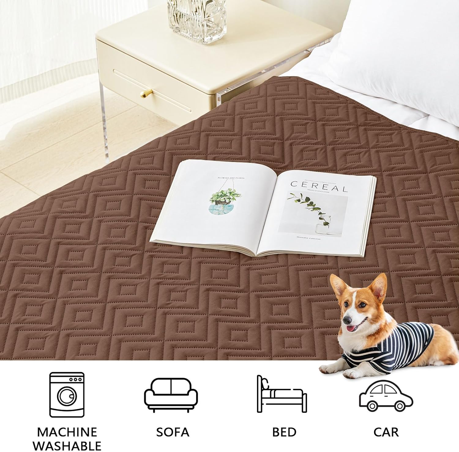 hyha Waterproof Dog Blanket, Soft Pet Bed Blankets, Waterproof Sofa Couch Cover for Dogs Washable, Reversible Pet Couch Covers for Sofa Furniture (30x70 Inch, Brown/Chocolate) - Image 7