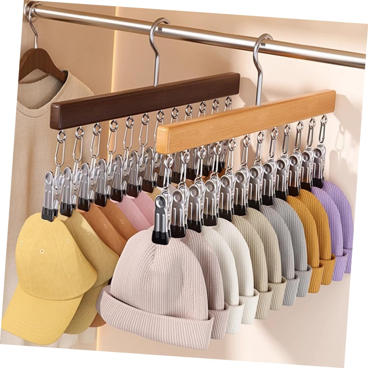 Gatuida 2piezas Estante De Almacenamiento Organizador De Clips para Sombreros Perchero Multifuncional para Colgar Toallas Armario Organizador De Gorras De Béisbol Material