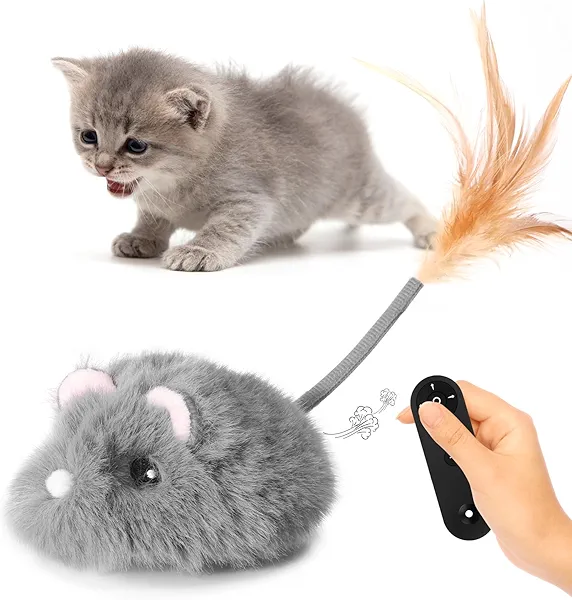 Pawingcat Remote Control Cat Toy Rechargeable Cat Mouse Toy Automatic Interactive Cat Toys for Indoor Cats Toy with 3-Speed Adjustment and 4 Directions