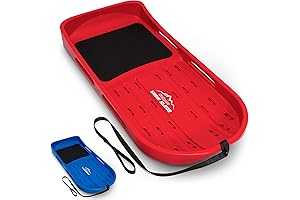 GoSports 2 Person Premium Snow Sled with Reinforced Construction, Pull Strap, and Padded Seat