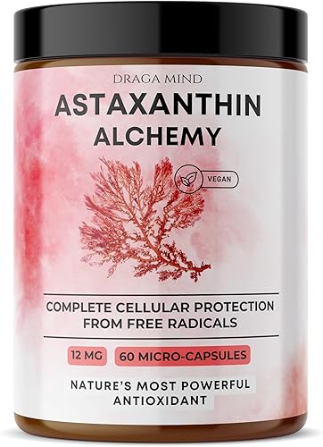 Astaxantina natural 12 mg (60 cápsulas vegetarianas) - Extraída de microalgas