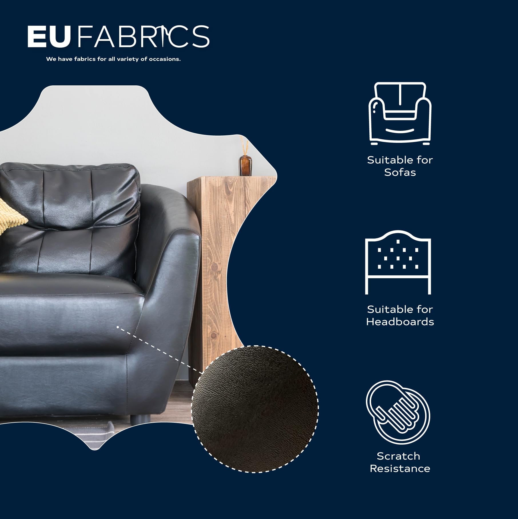 EU Fabrics - Tessuto vinilico in finta pelle, materiale da tappezzeria