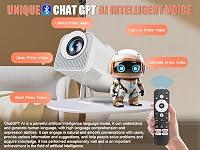 Alwtniet HY320 NTV Android 13 Mini Okos Projektor 4K - 320 ANSI Lumen, WiFi, Bluetooth 5.2, ChatGPT Hangasszisztens, Hordozható Házimozi 2