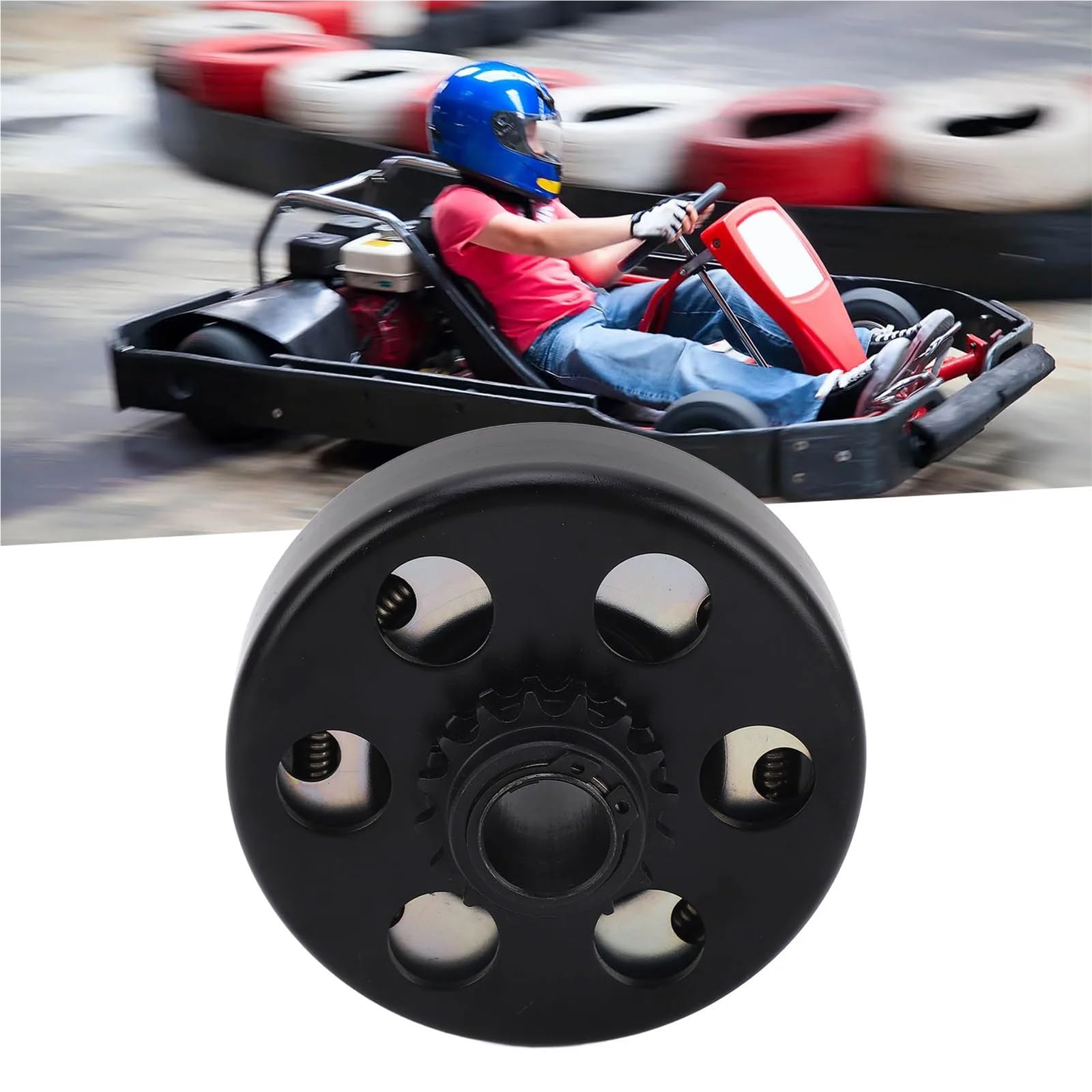 Kit frizione completa Frizione centrifuga da 20 mm, 16 denti, 16 denti, frizione per impieghi gravosi, adatta per mini go-kart con motore da 6,5 ​​CV e catena da 219 mm.