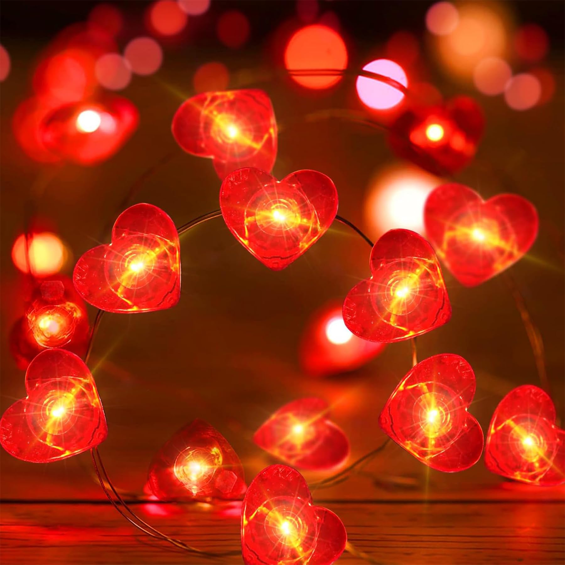 LED Heart Fairy Lights, 300CM 30LED Heart-shaped String Lights Battery Operated, Heart Fairy Lights, Heart String Lights for Valentine's Day, Wedding, Anniversary, Party Decoration — image 1