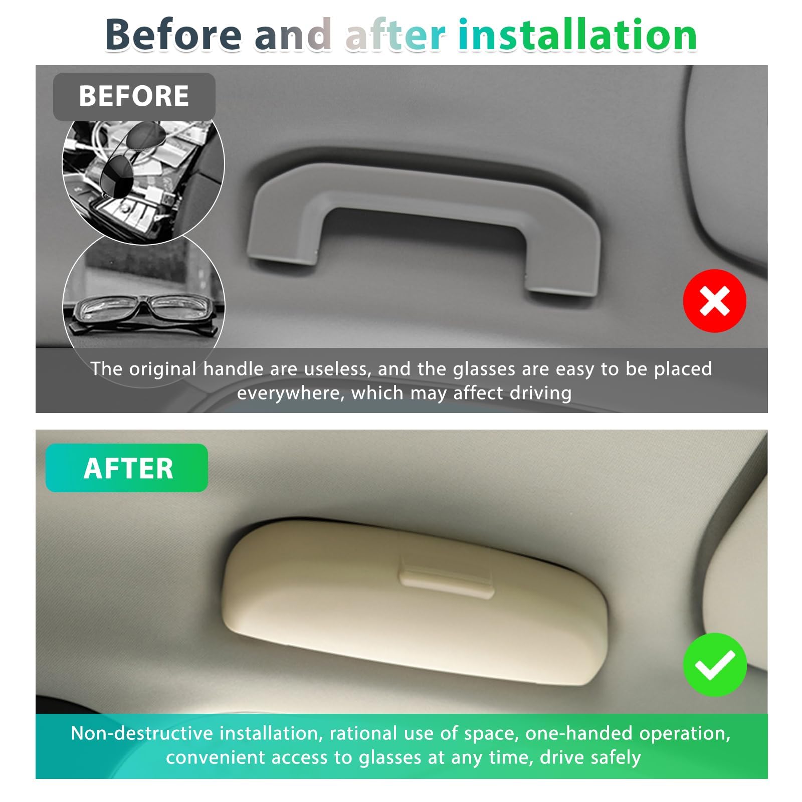 Porta Occhiali da Sole per Auto per CRV 2012-2021, Custodia per Occhiali da Auto, Scatola Portaoggetti per Occhiali da Sole per Auto, Accessori Interni,A/Beige
