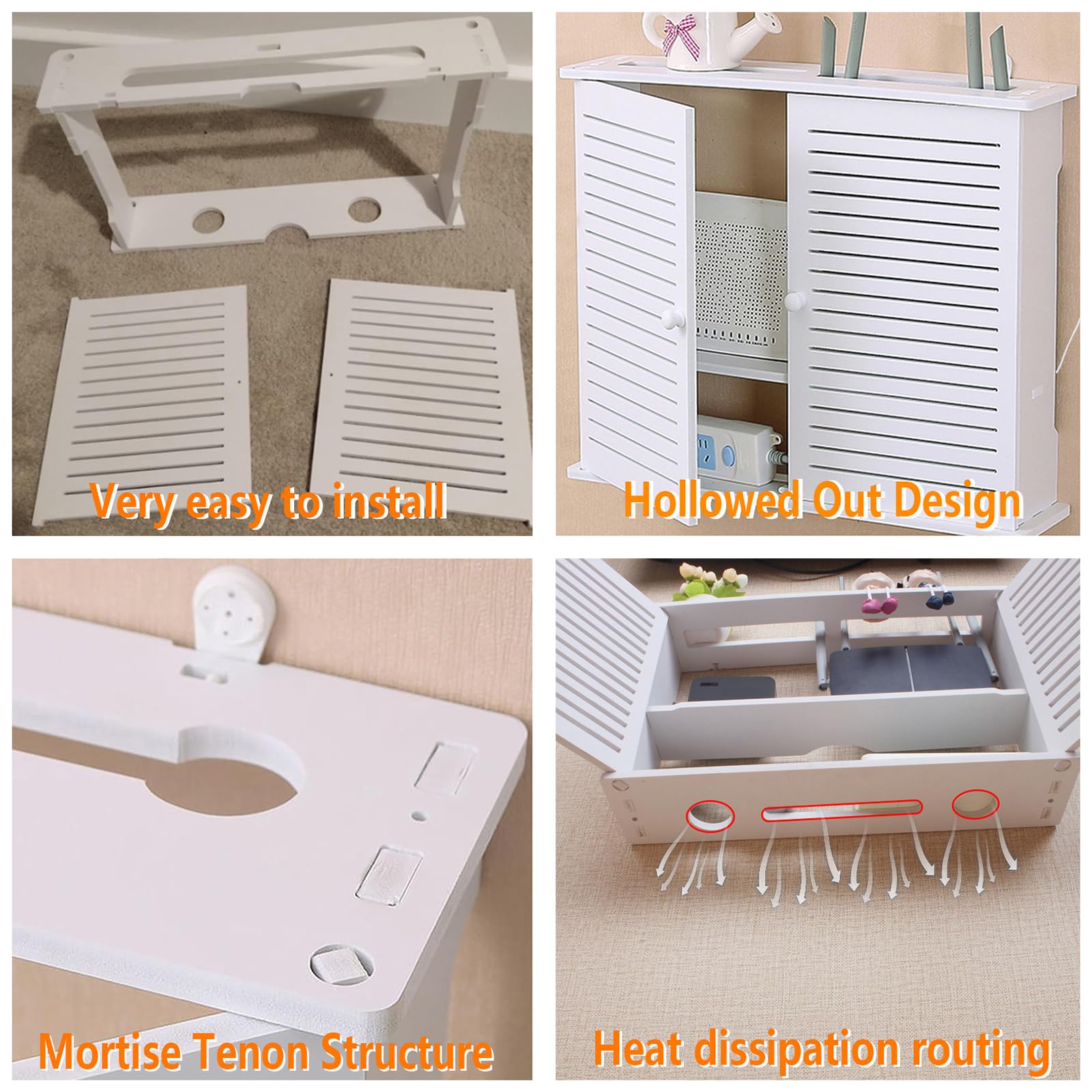 Rangement Box Internet, Boite de Rangement pour Routeur WiFi, Étagère de Routeur Murales, D'étagère Flottante, TV Décodeur Boîte de Rangement Murale