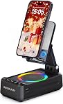 Wireless Induction Bluetooth Speaker with Phone Stand, Birthday for Men Women, Stocking Stuffers for Teen Girls Boys, Portable Speakers with RGB Lights for iPhone/iPad/Android/Tablet