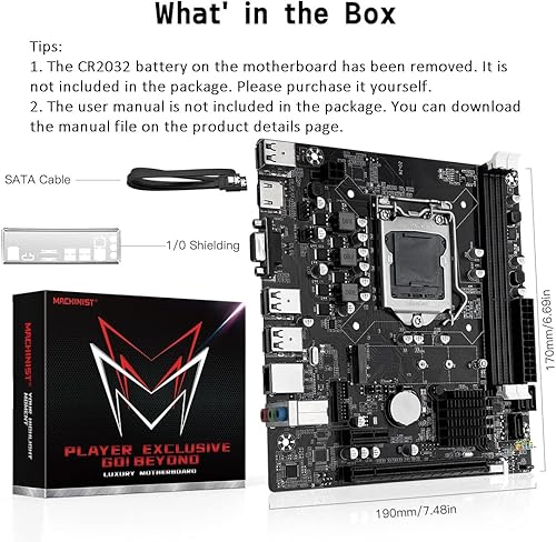 Miniatura 7 de MACHINIST Placa base para juegos H61 LGA 1155 (Intel 23 generación), placas base para computadora Flex-ATX compatibles con PCIe 2.0, LAN 100M, DDR3,